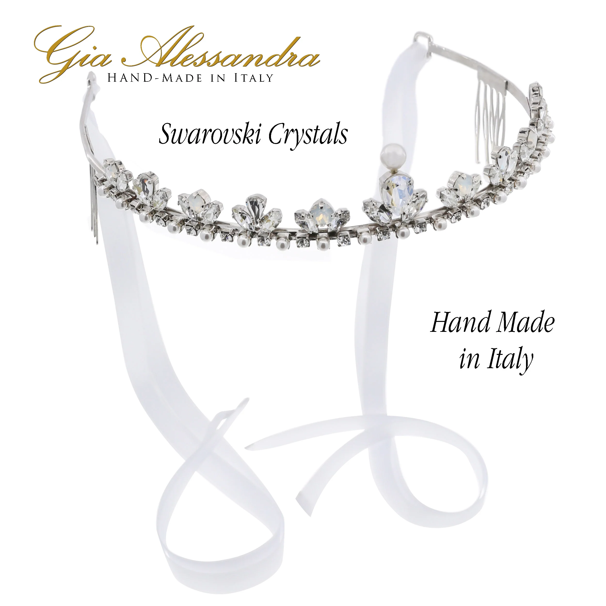 GA246 Silver Wedding Bridal Tiara With Swarovski Crystals - Image 2