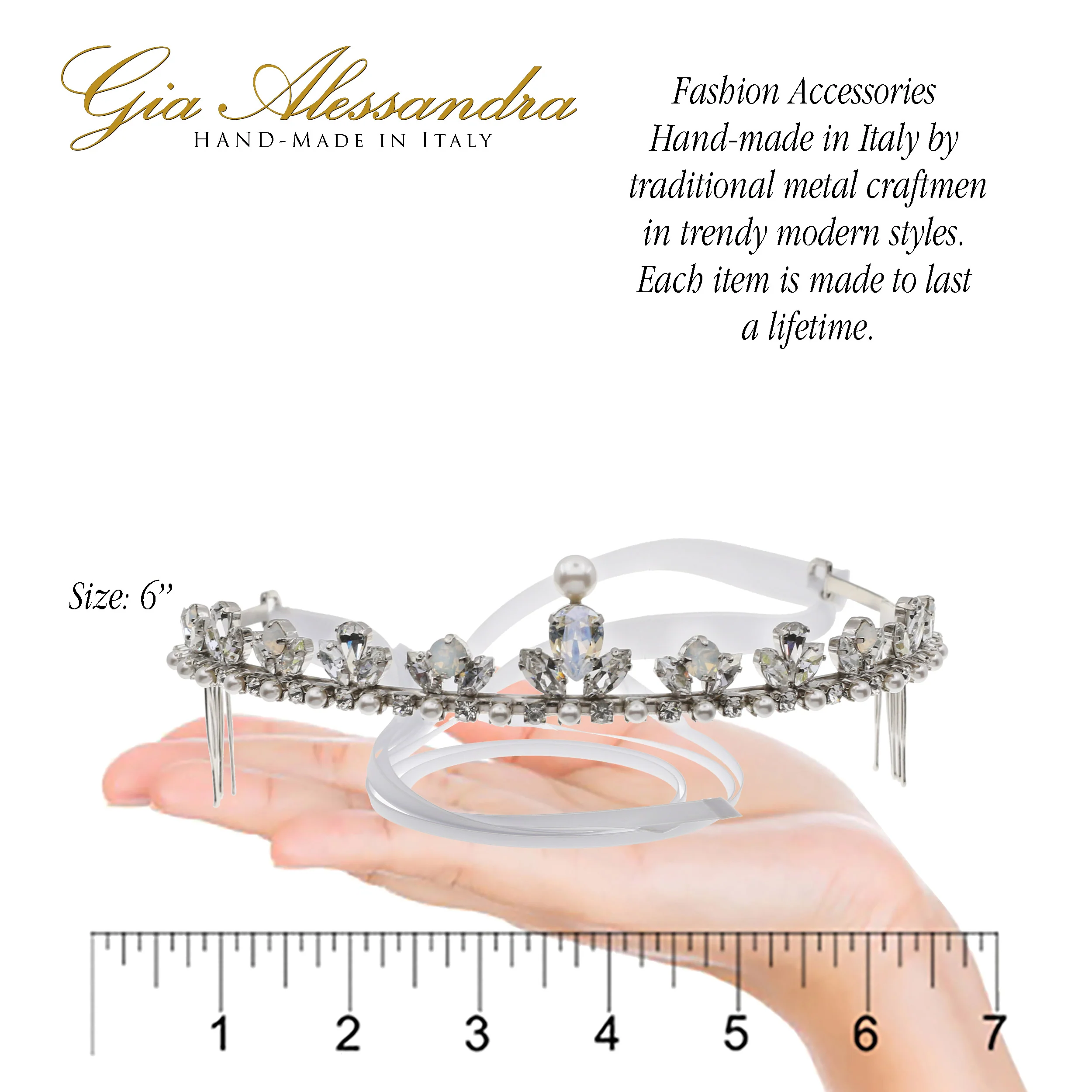 GA246 Silver Wedding Bridal Tiara With Swarovski Crystals - Image 3