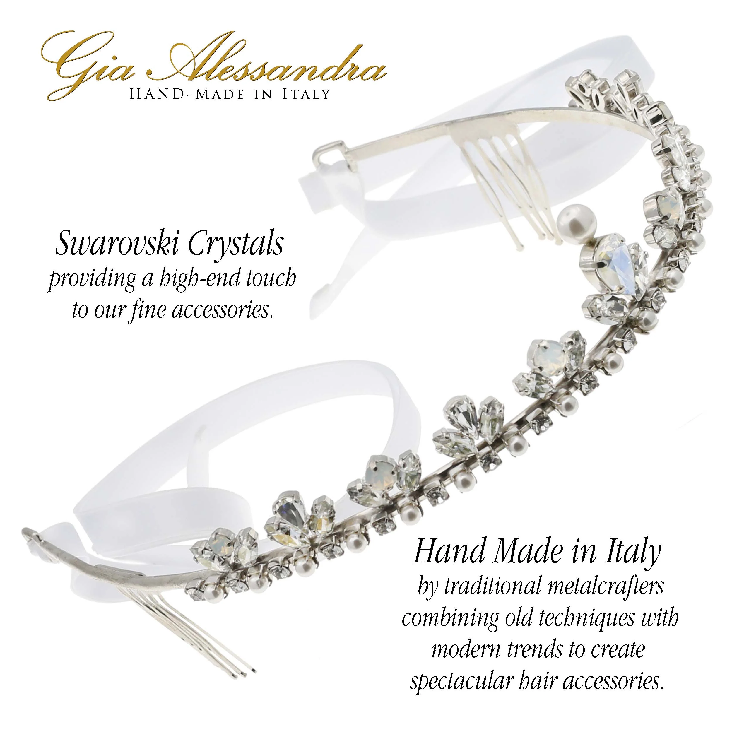 GA246 Silver Wedding Bridal Tiara With Swarovski Crystals - Image 4