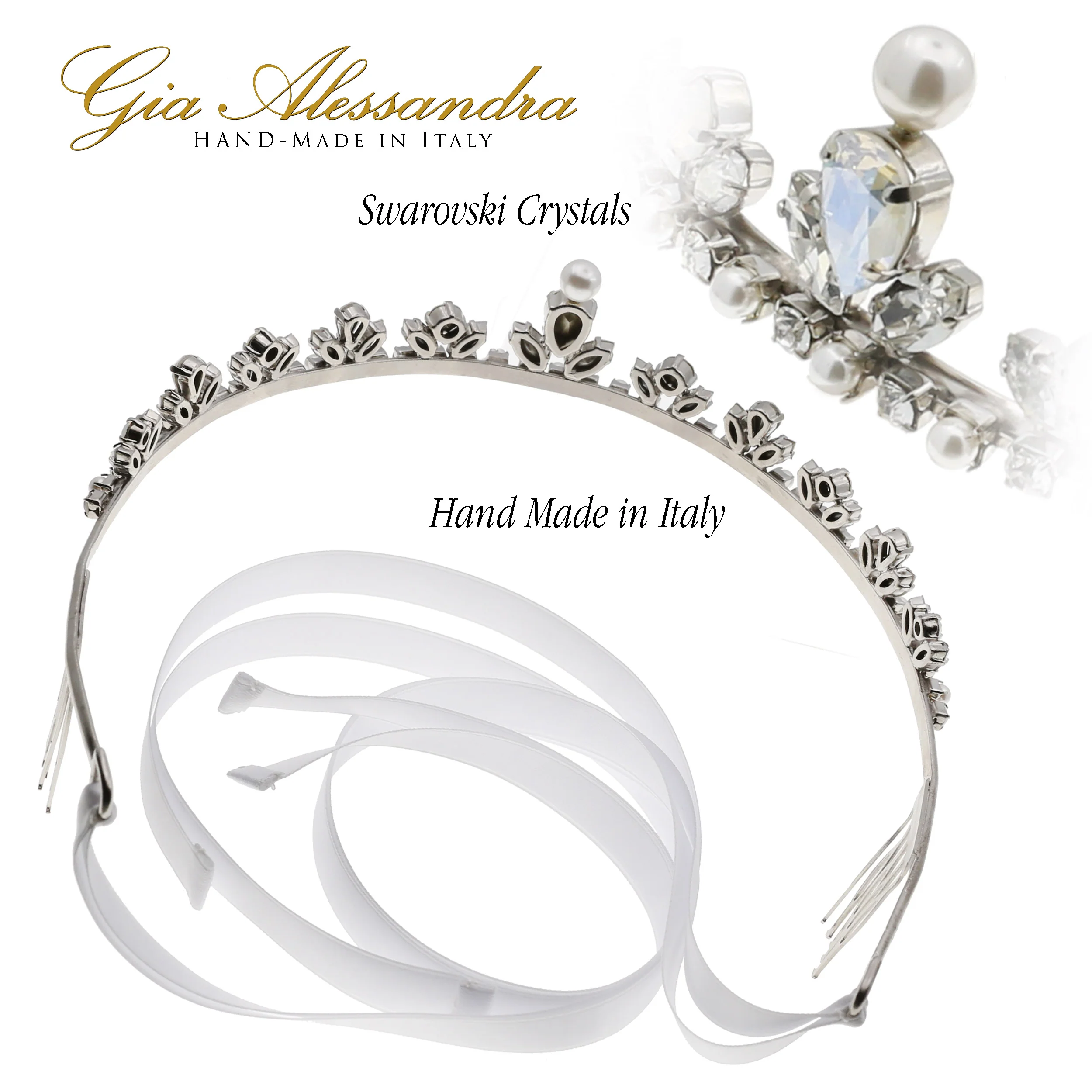 GA246 Silver Wedding Bridal Tiara With Swarovski Crystals - Image 5