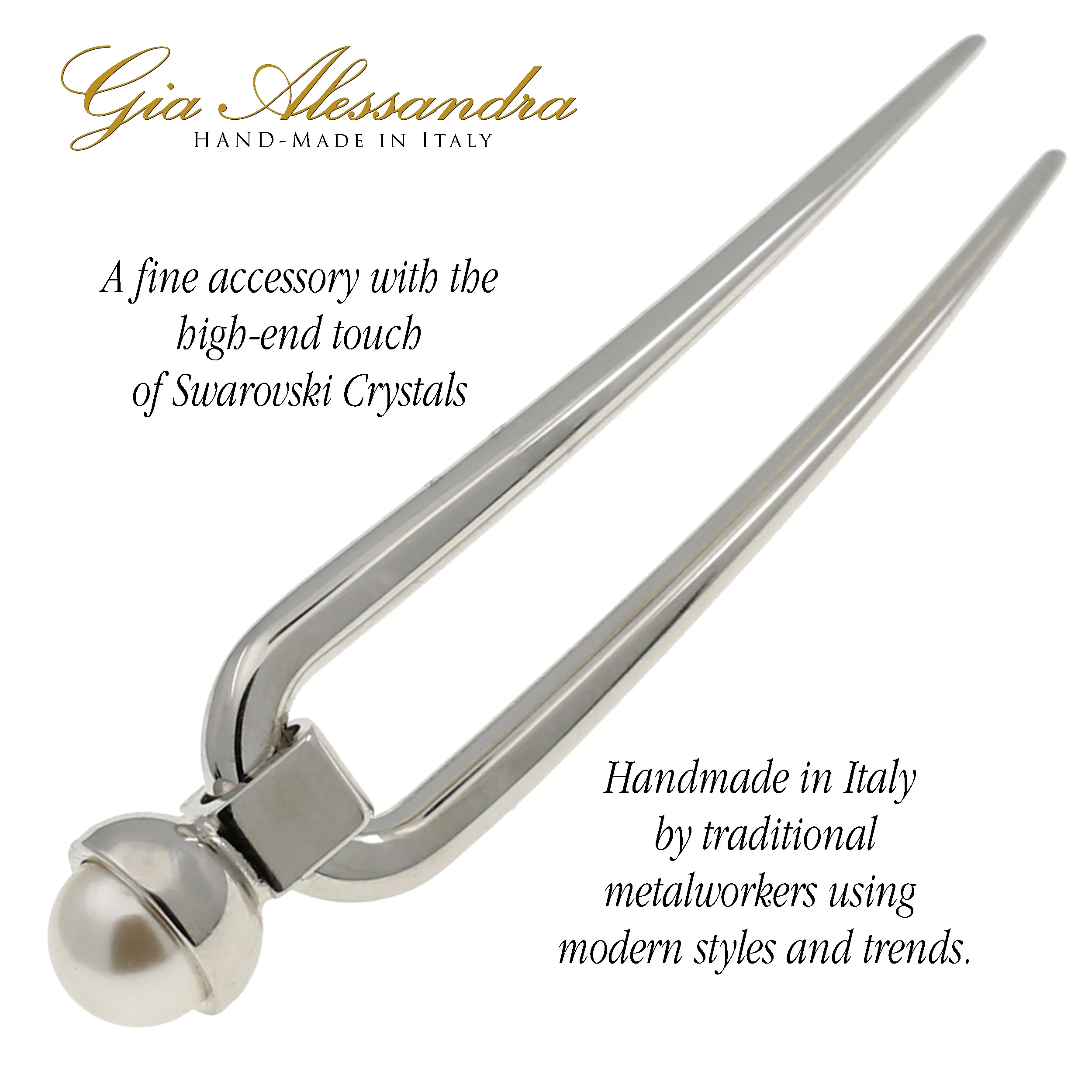 GA249 2.75 Inch Wedding Bridal Small U-Shape Hairpins Twist Stick Pins Silver with White Pearl - Image 4
