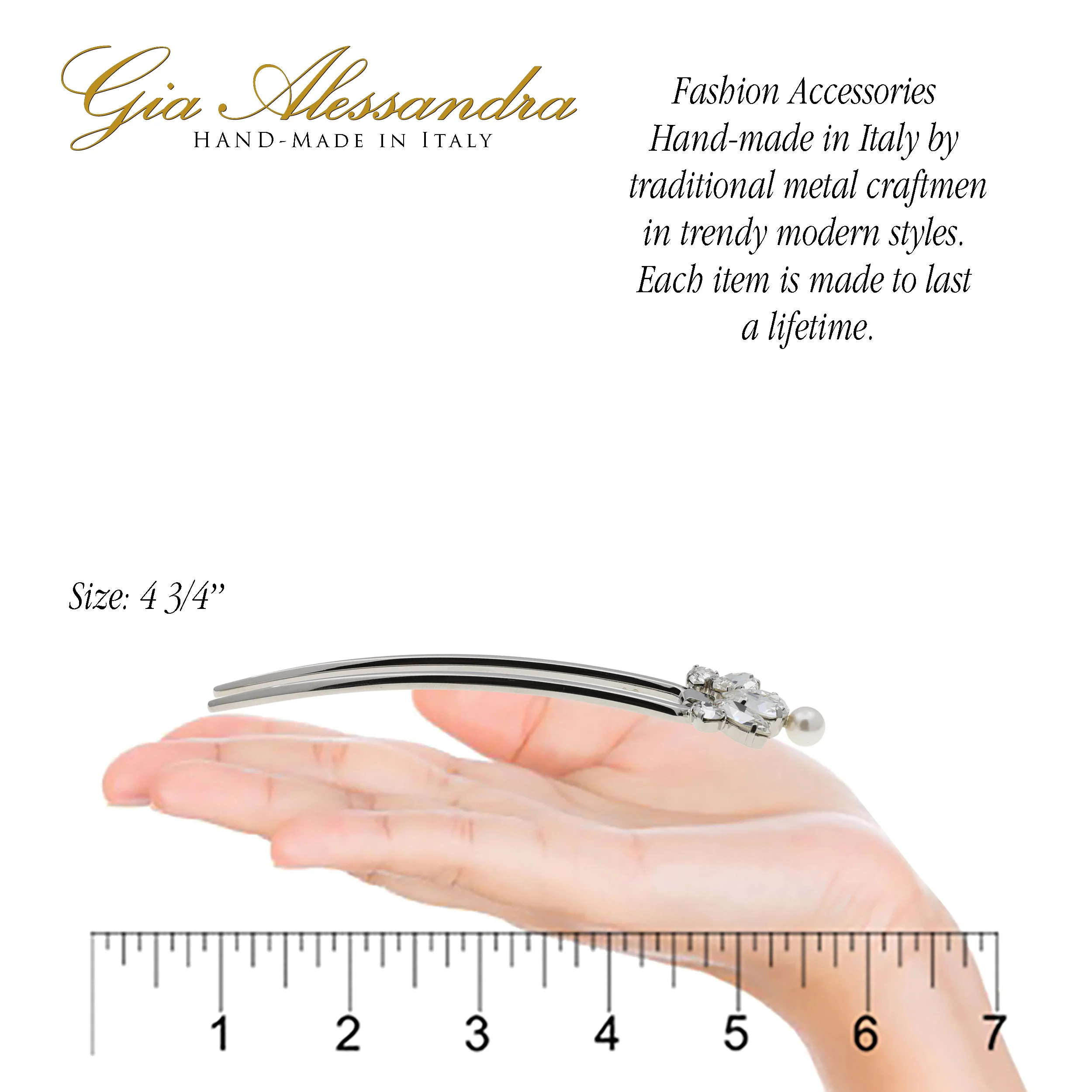 GA261 4.75 Inch Wedding Bridal Large U-Shape Hairpins Twist Stick Pins Silver with Swarovski Crystals - Image 3