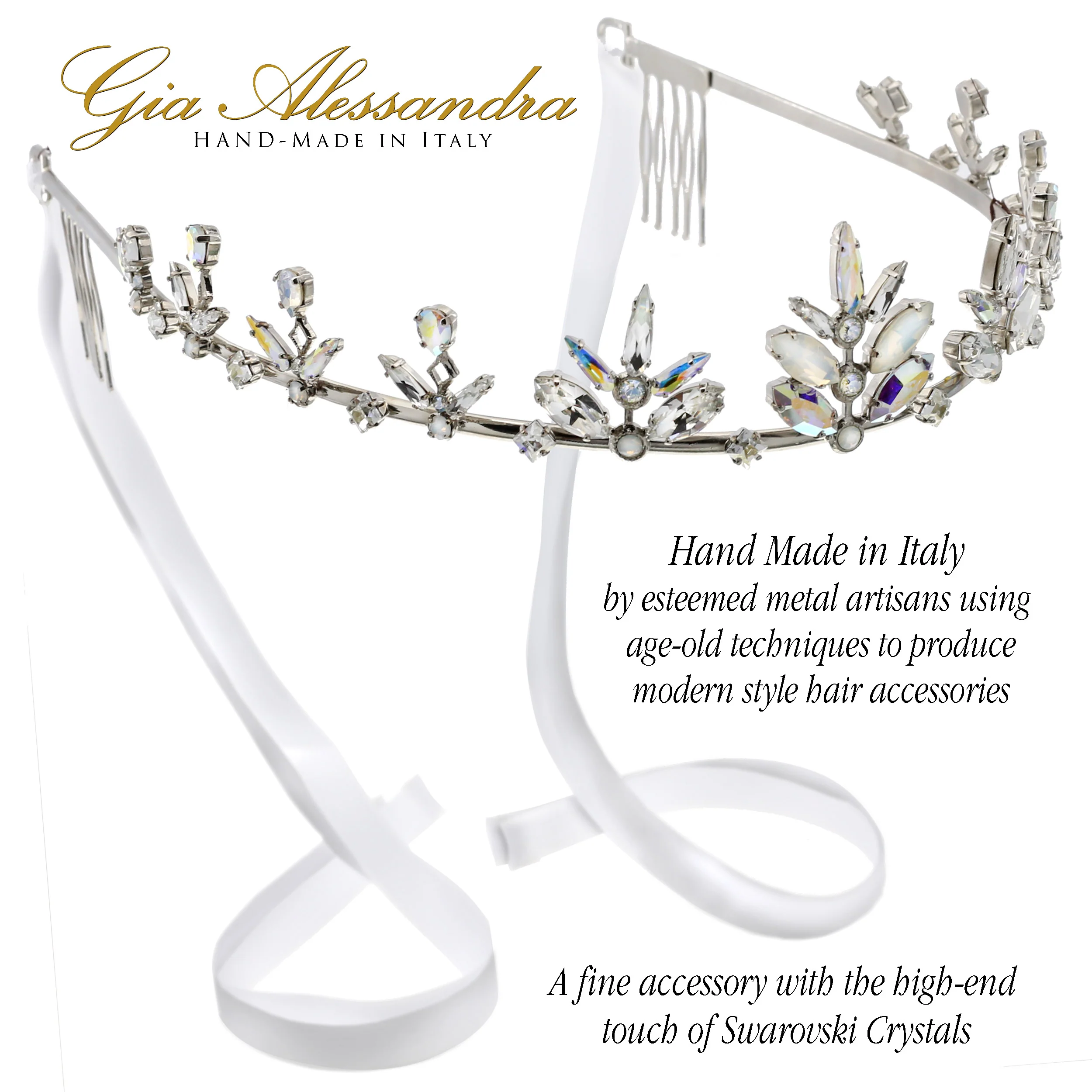 GA262 Silver Wedding Bridal Tiara With Swarovski Crystals - Image 2
