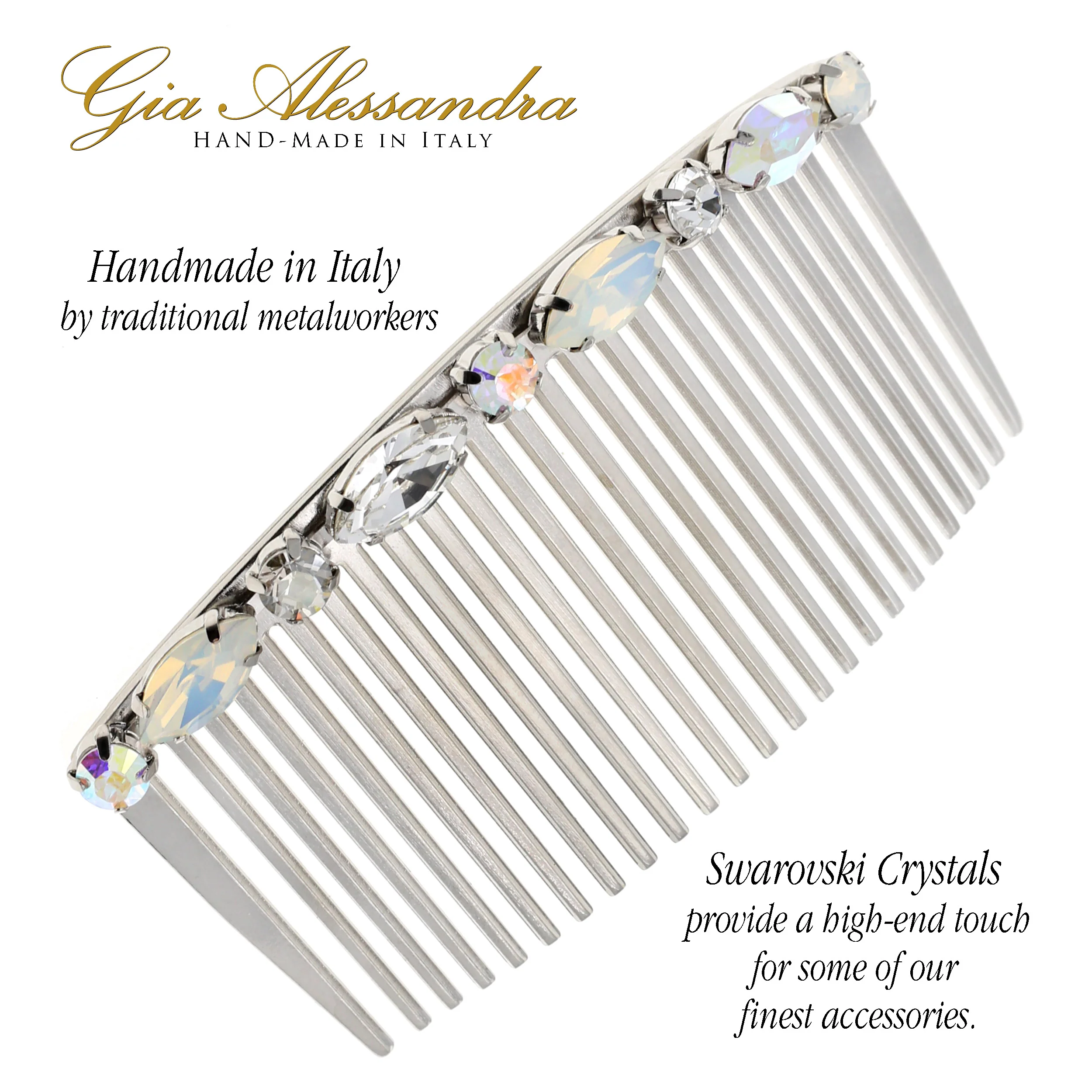 GA263 3.5 Inch Wedding Bridal Hair Side Comb With Swarovski Crystals - Image 4