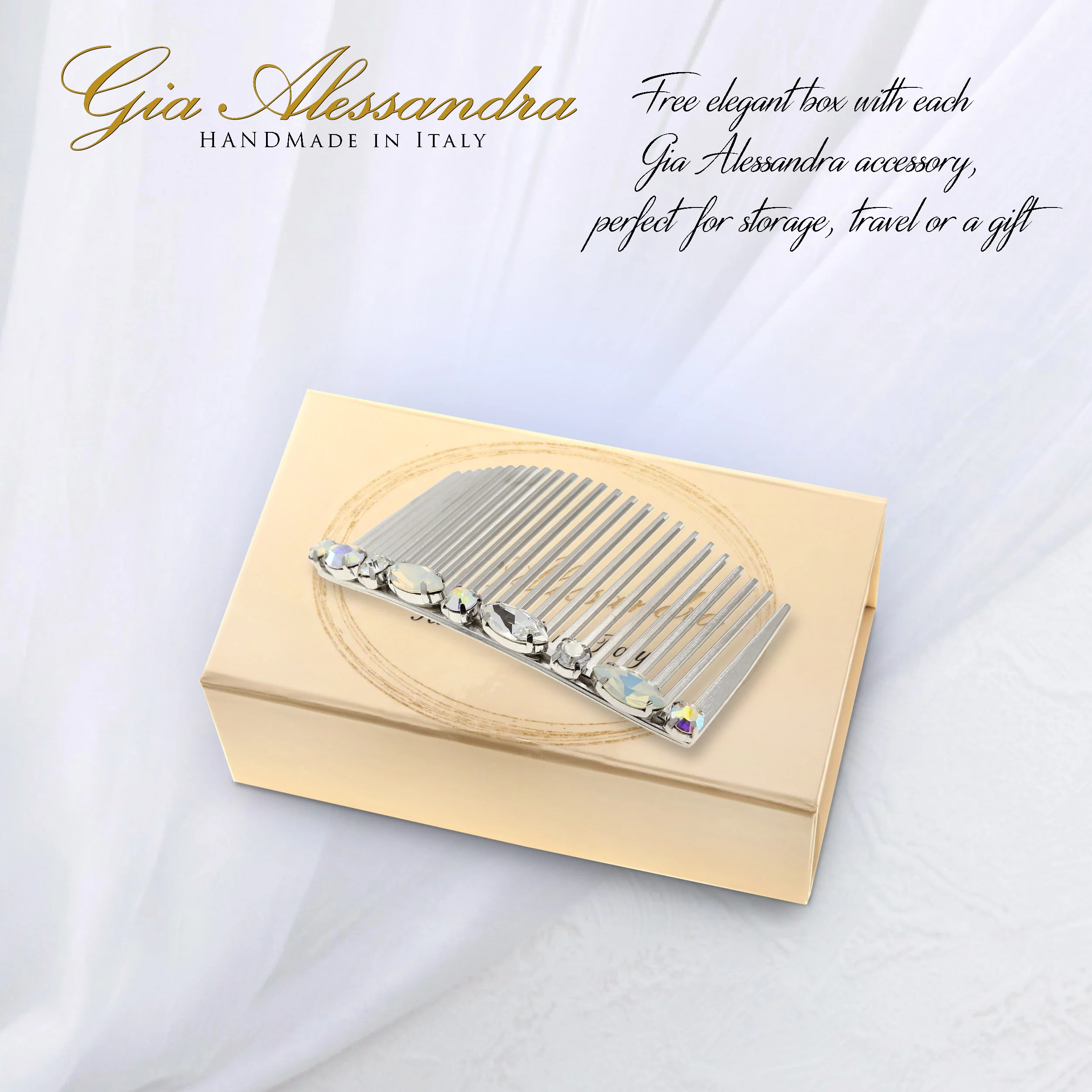 GA263 3.5 Inch Wedding Bridal Hair Side Comb With Swarovski Crystals - Image 5