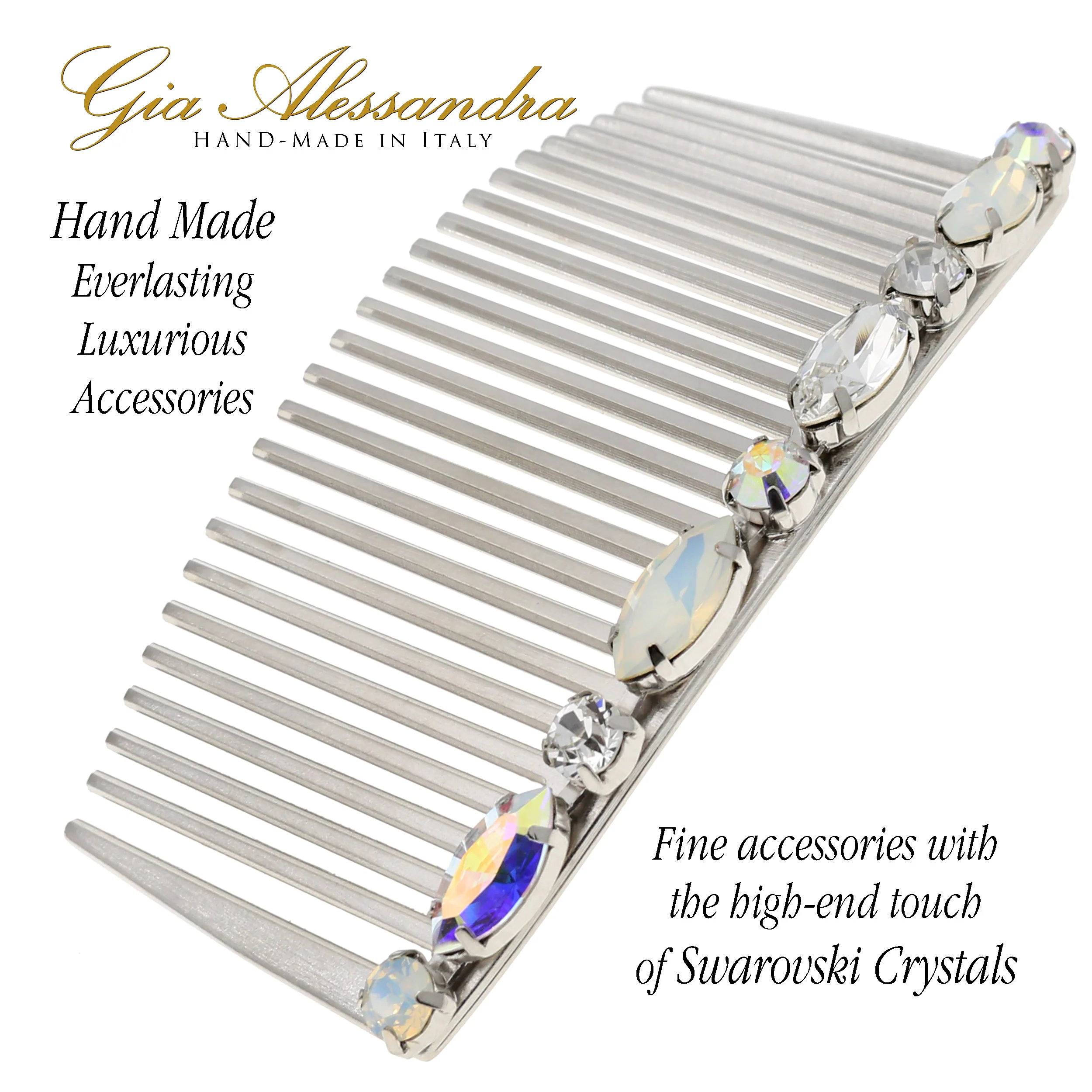 GA263 3.5 Inch Wedding Bridal Hair Side Comb With Swarovski Crystals - Image 6