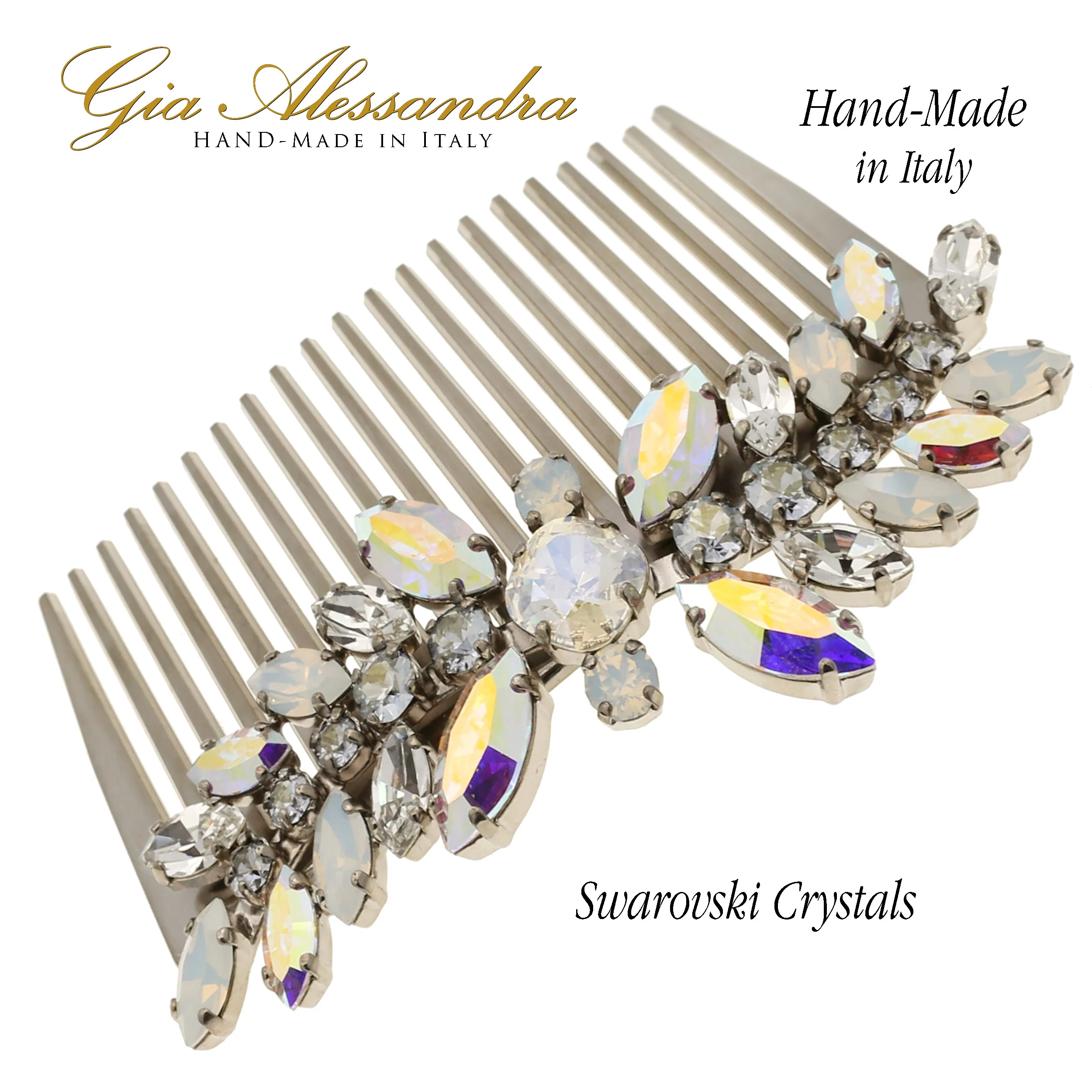 GA264 3 Inch Wedding Bridal Hair Side Comb With Swarovski - Image 4