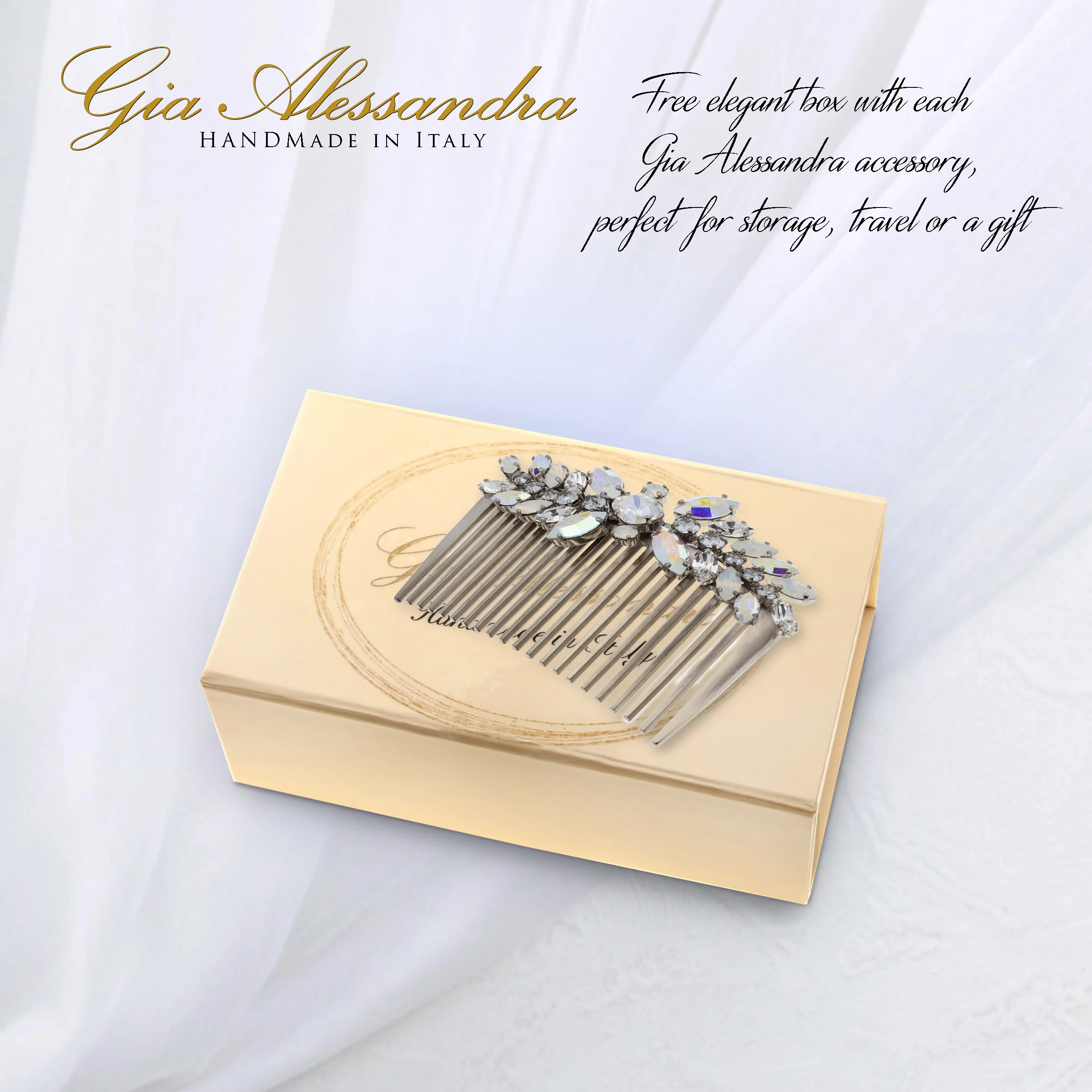 GA264 3 Inch Wedding Bridal Hair Side Comb With Swarovski - Image 6