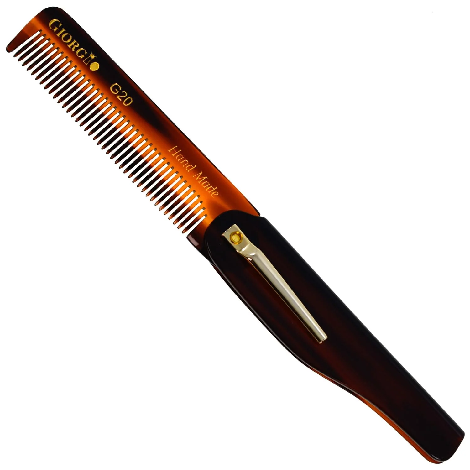 6.5" Handmade Fine Tooth Folding Pocket Comb with Clip - Image 11