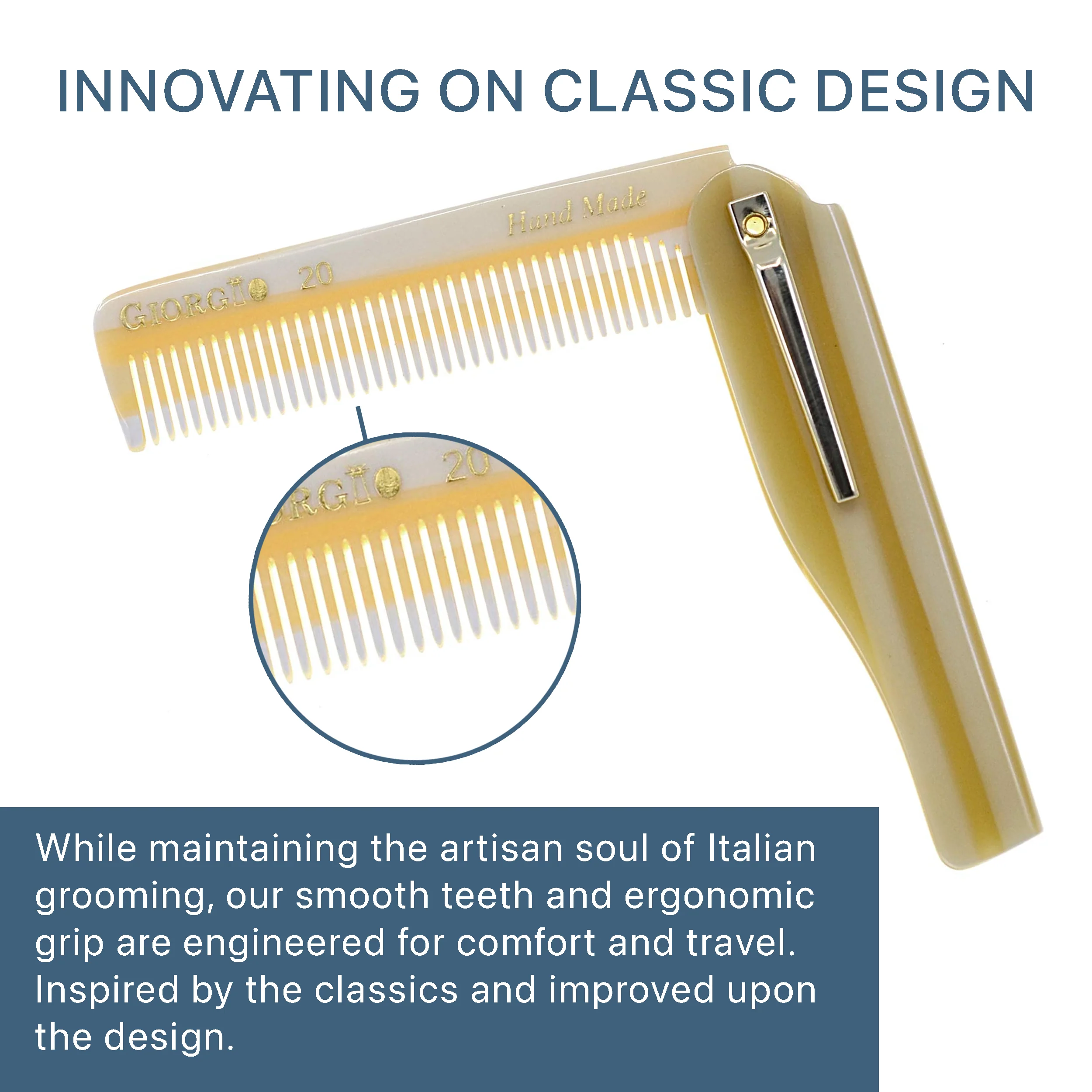6.5" Handmade Fine Tooth Folding Pocket Comb with Clip - Image 8