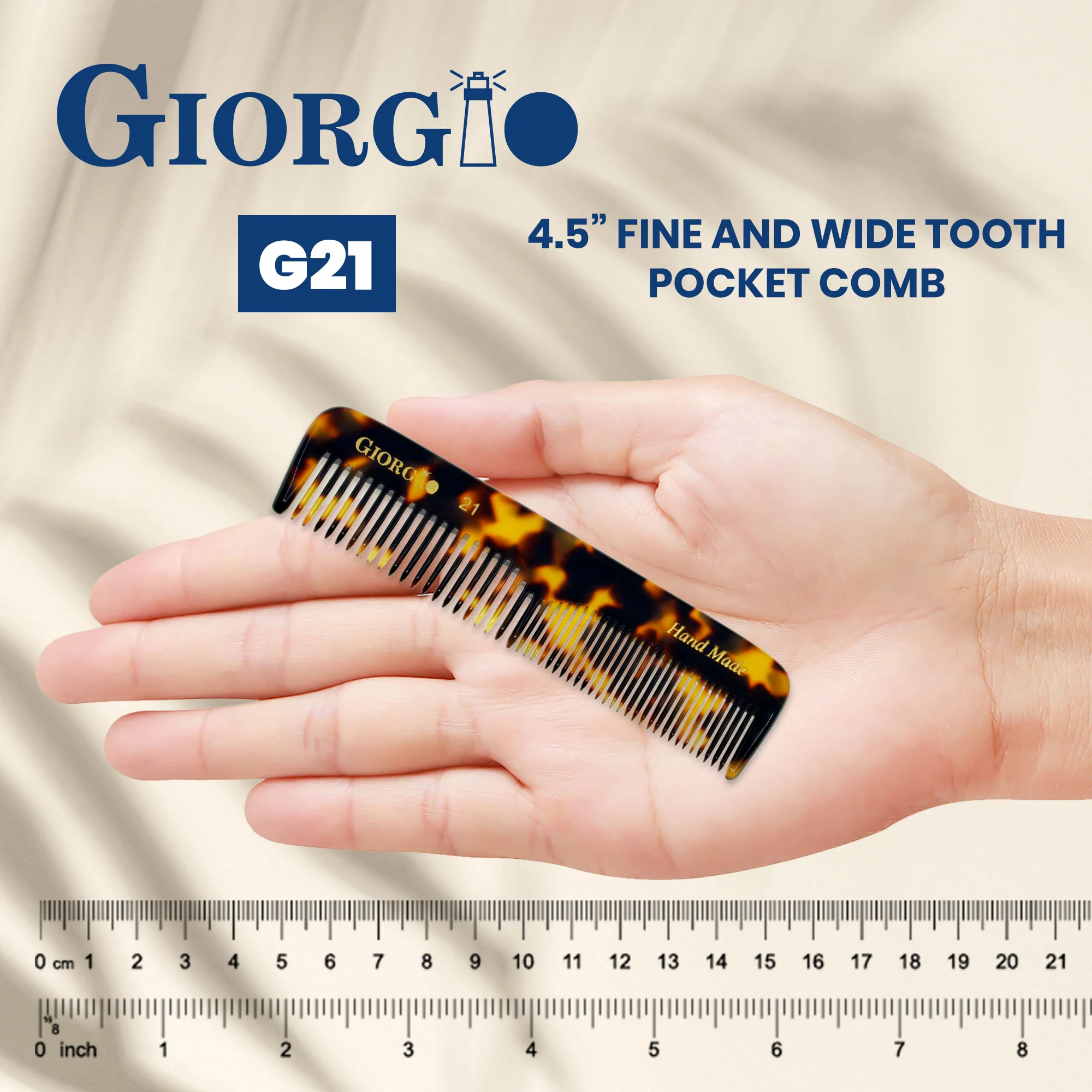 4.45" Handmade Fine and Wide Tooth Pocket Dressing Comb - Image 3