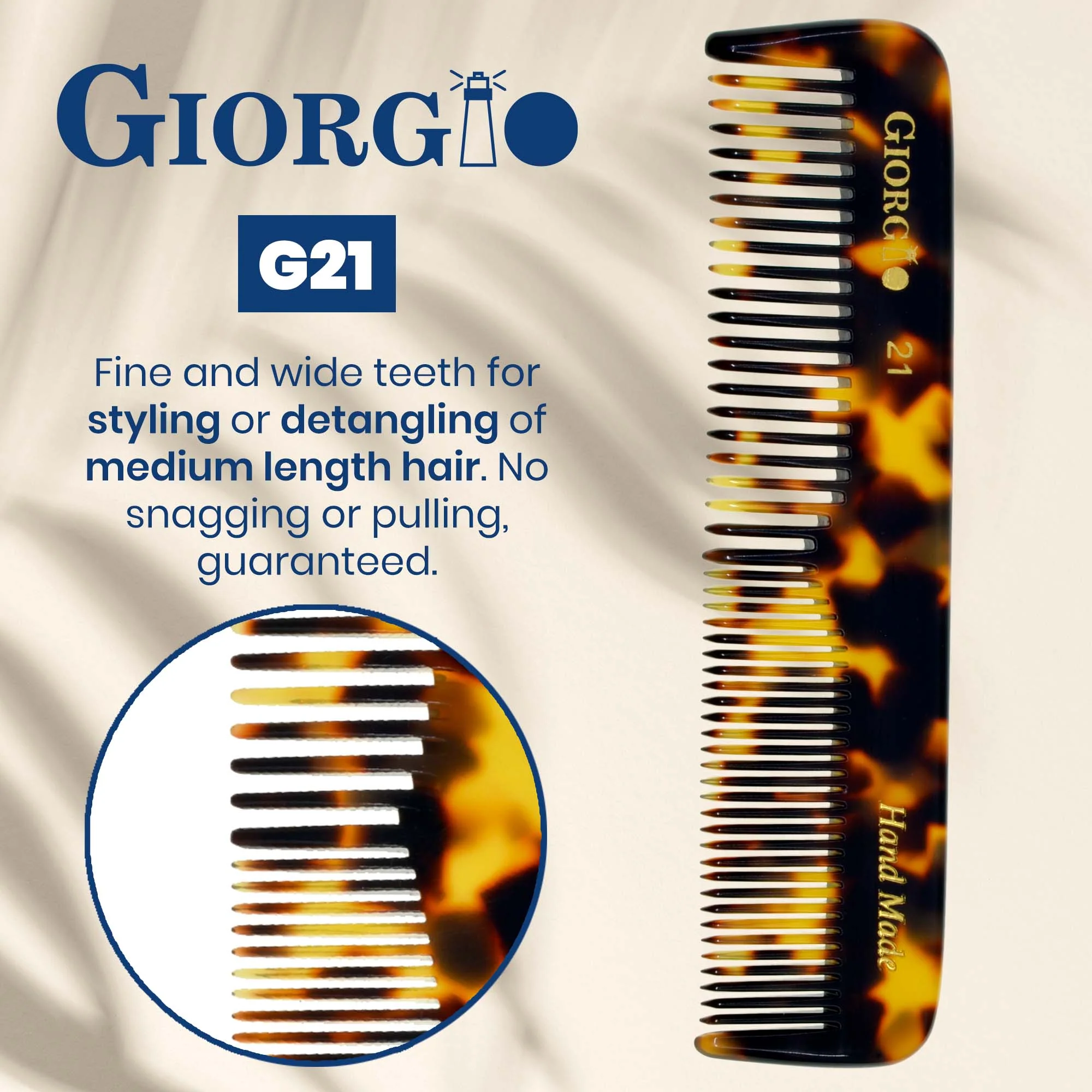 4.45" Handmade Fine and Wide Tooth Pocket Dressing Comb - Image 4
