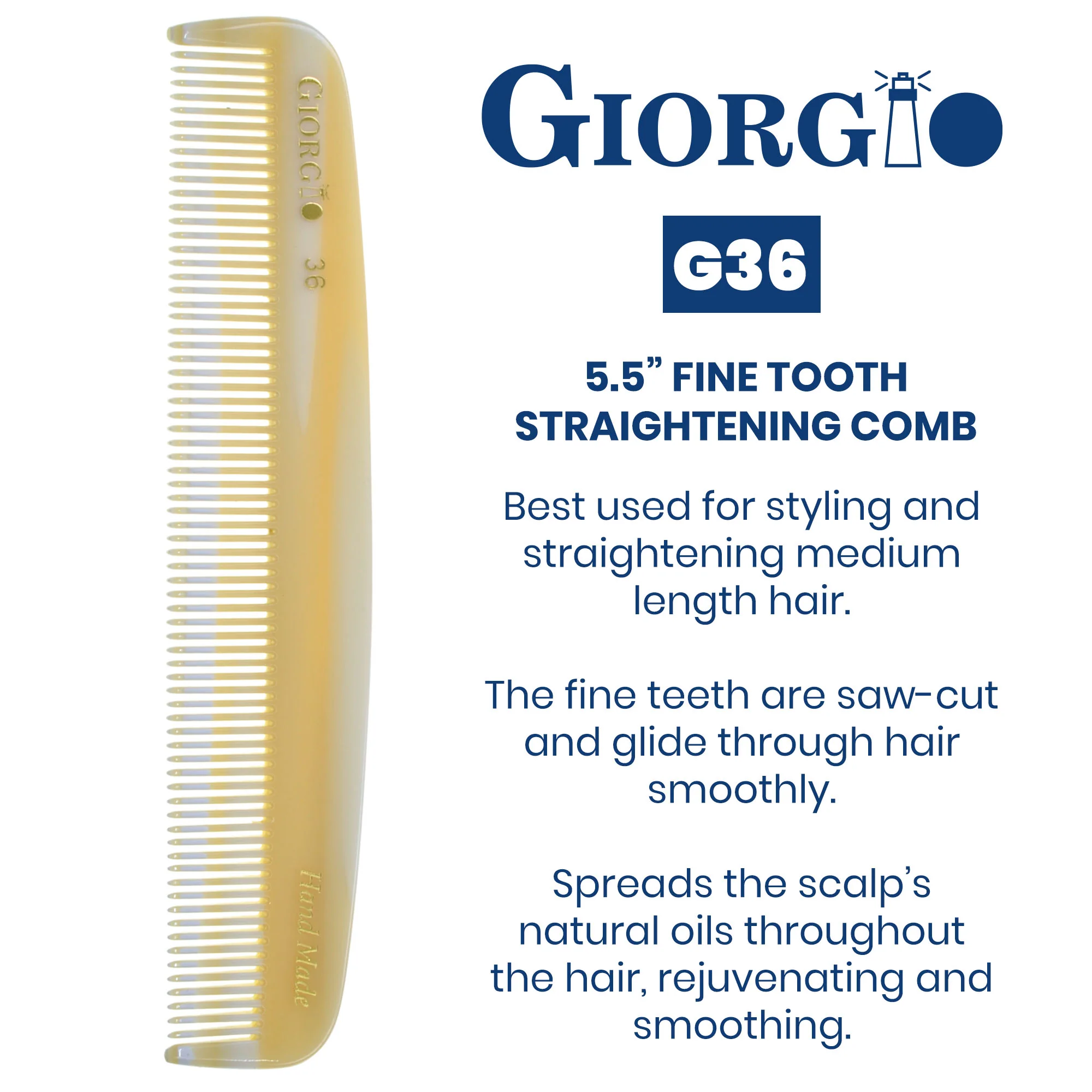 5.5" Handmade Wide Tooth Detangling Comb - Image 10