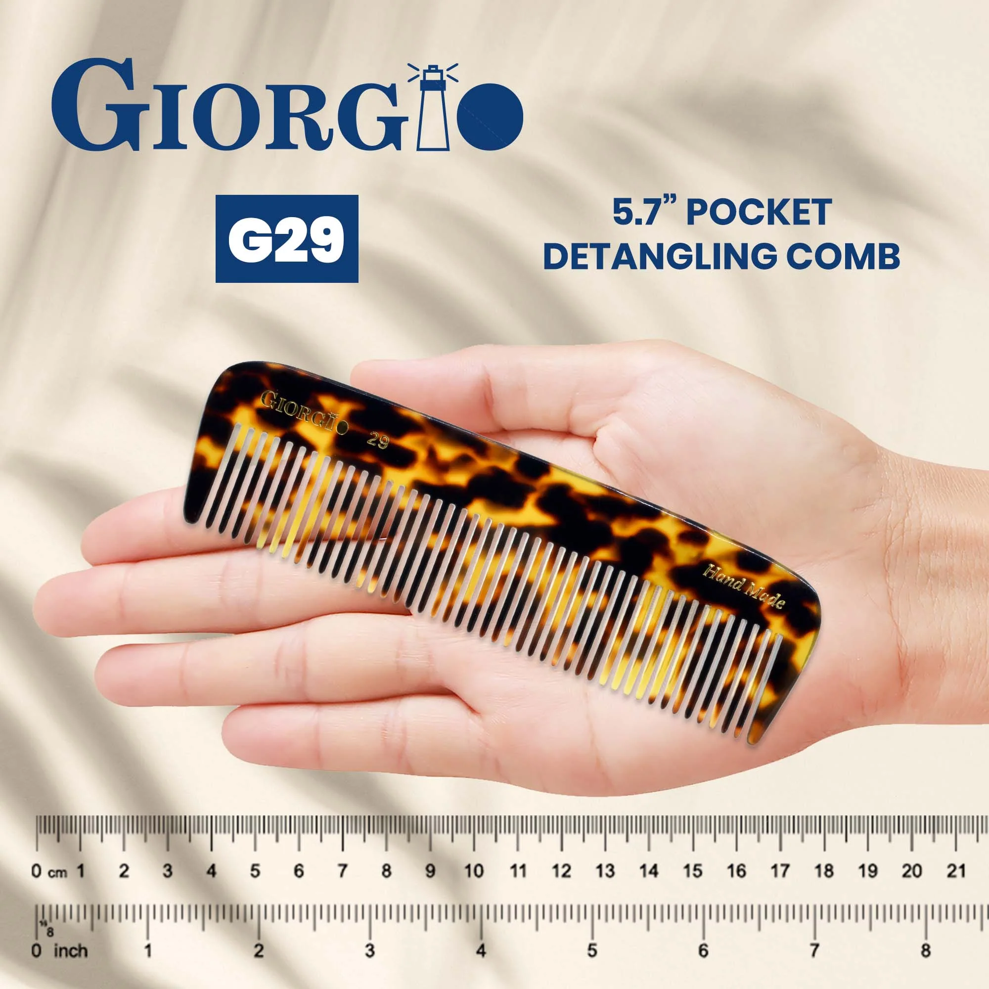 5.5" Handmade Wide Tooth Detangling Comb - Image 3