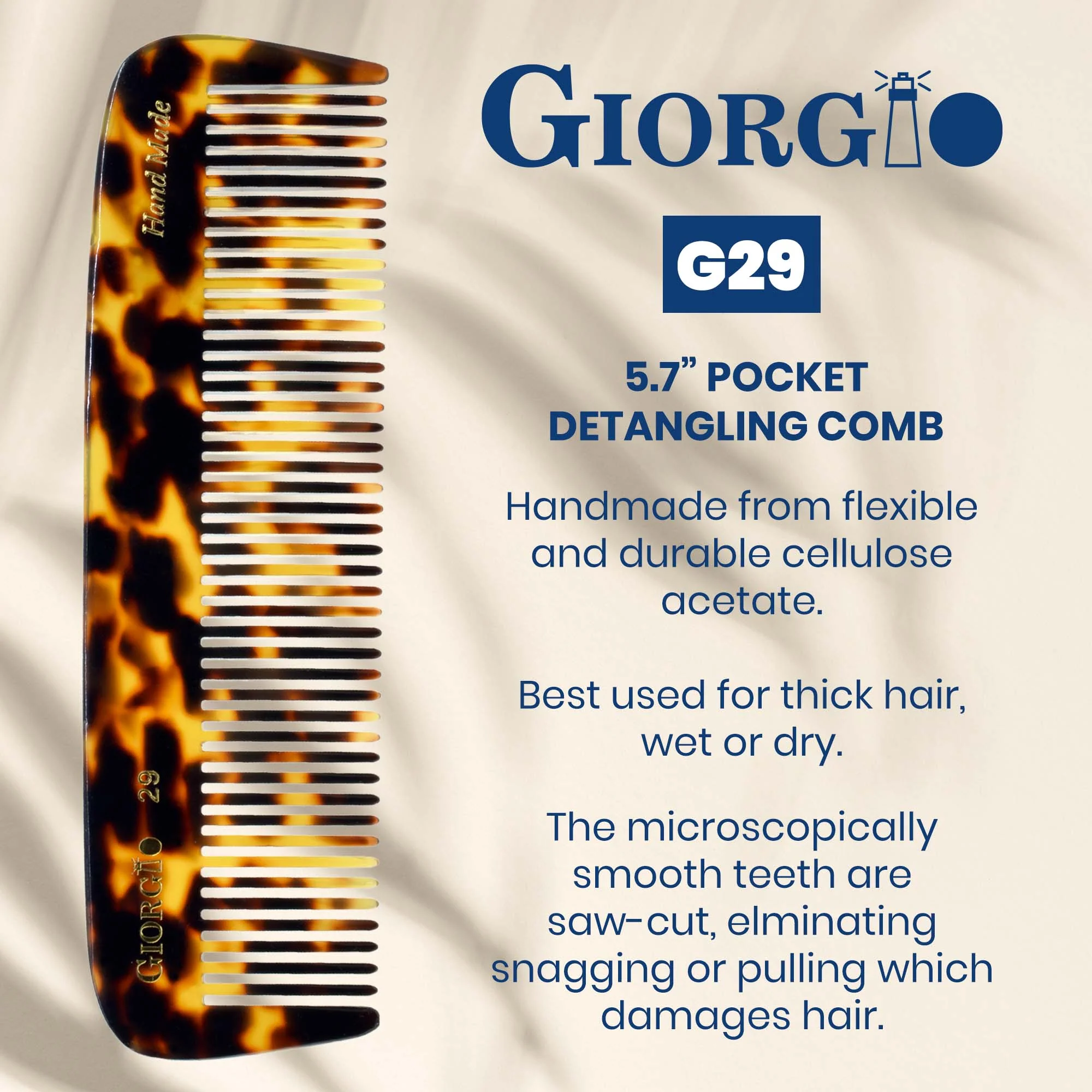 5.5" Handmade Wide Tooth Detangling Comb - Image 5