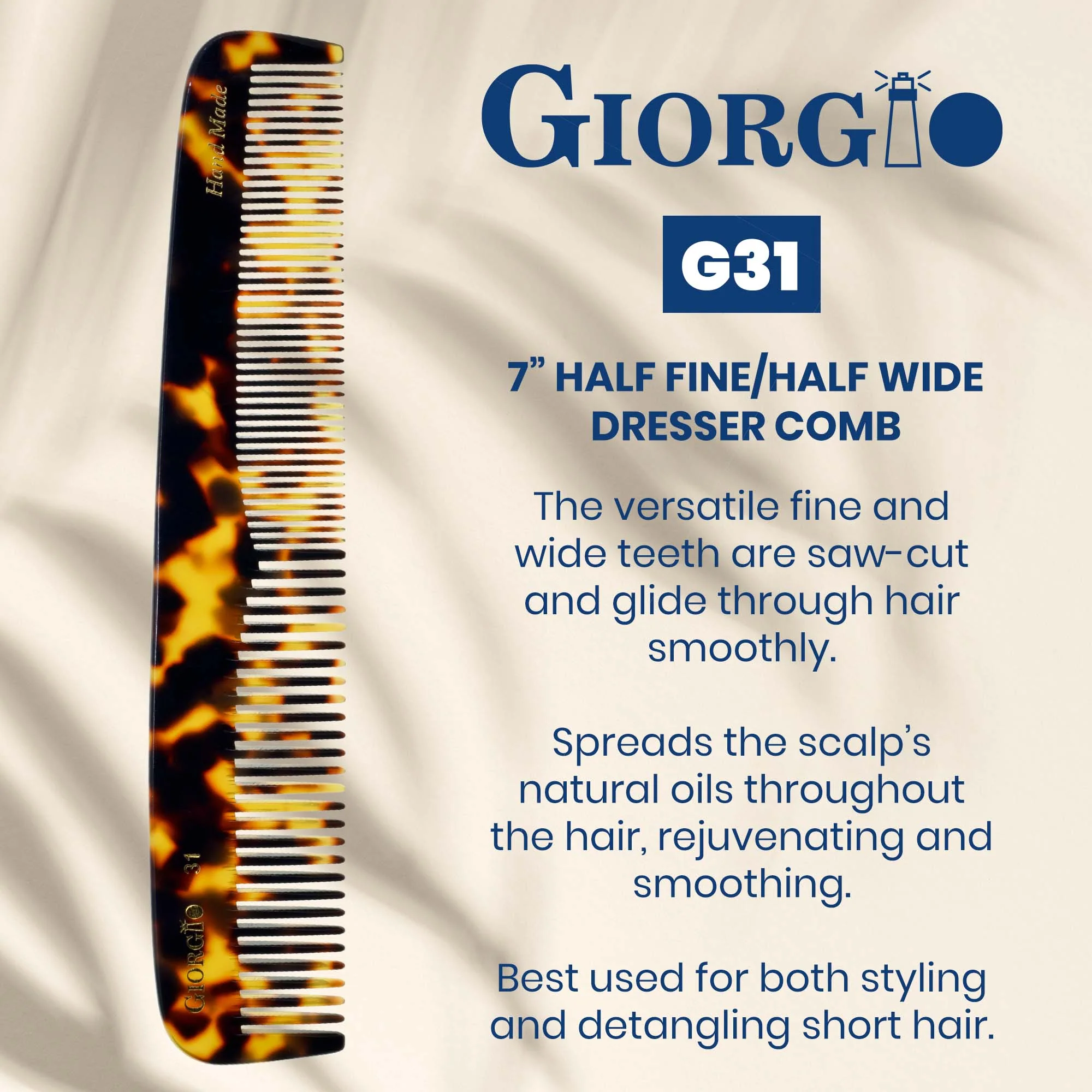 7" Handmade Fine and Wide Tooth Tapered Dressing Comb - Image 5