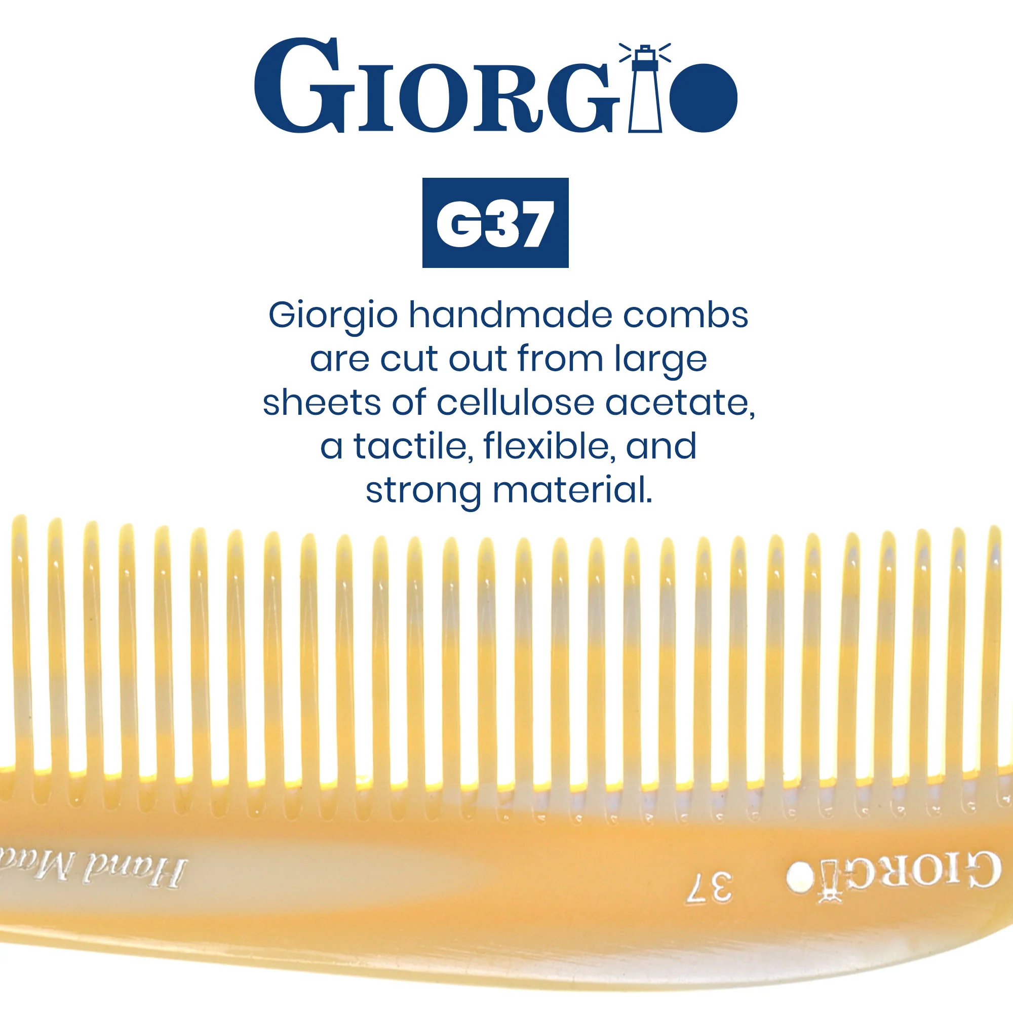 7.75" Handmade Wide Tooth Detangling Comb with Handle - Image 3