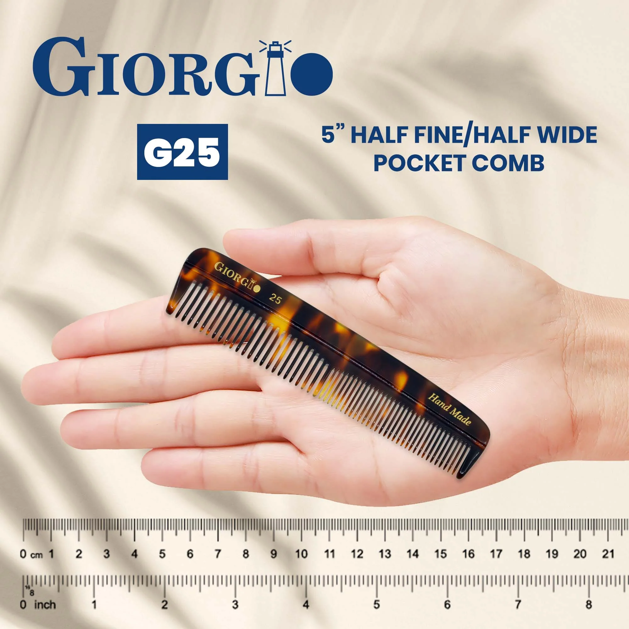 5.1" Handmade Fine and Wide Tooth Pocket Dressing Comb - Image 3