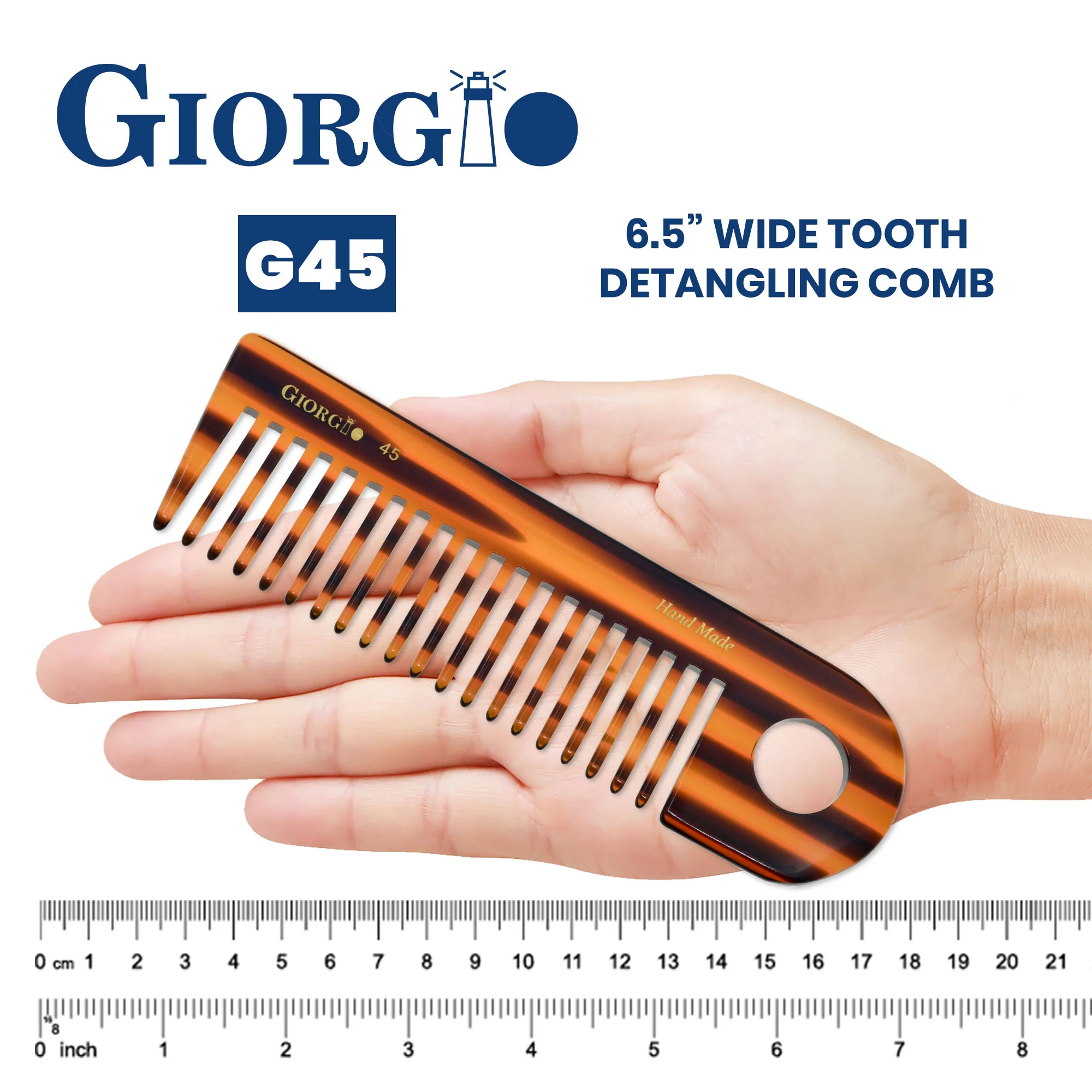 6.5" Handmade Wide Tooth Shower Detangling Comb - Image 3