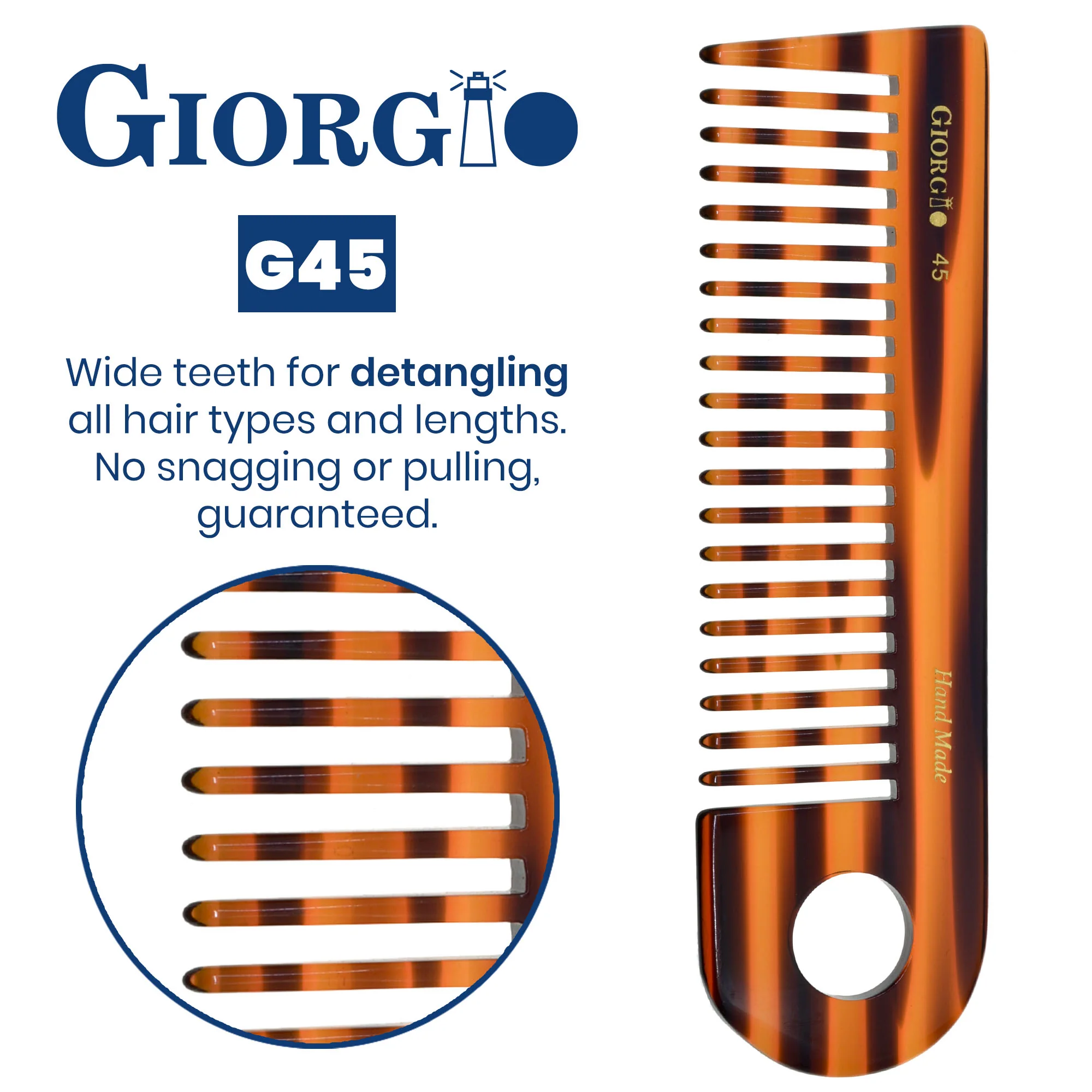 6.5" Handmade Wide Tooth Shower Detangling Comb - Image 4