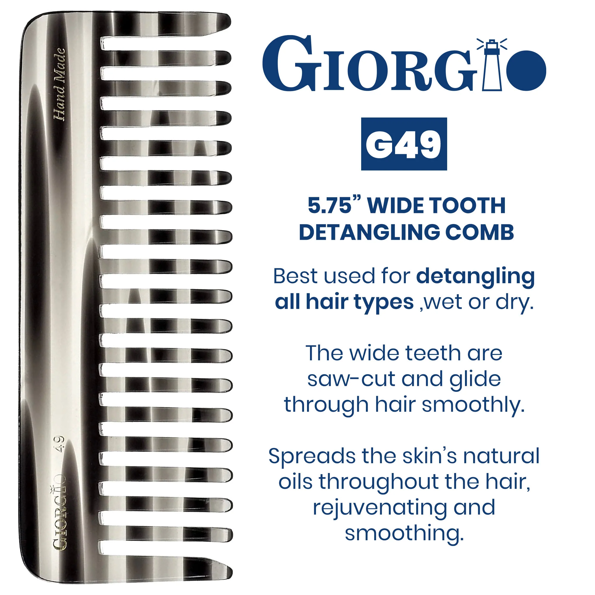 5.75" Deep Wide Tooth Detangling Comb - Image 10