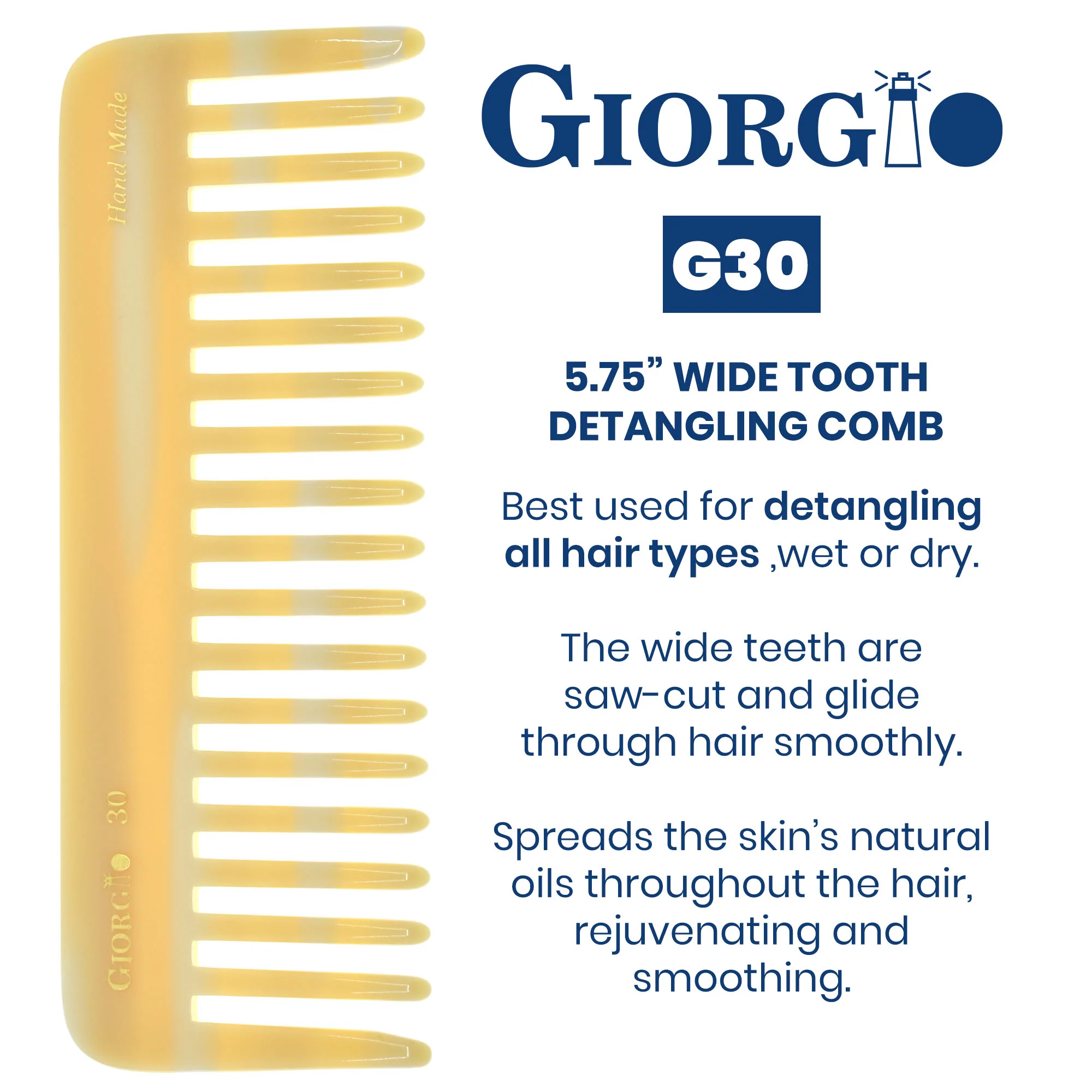 5.75" Deep Wide Tooth Detangling Comb - Image 25