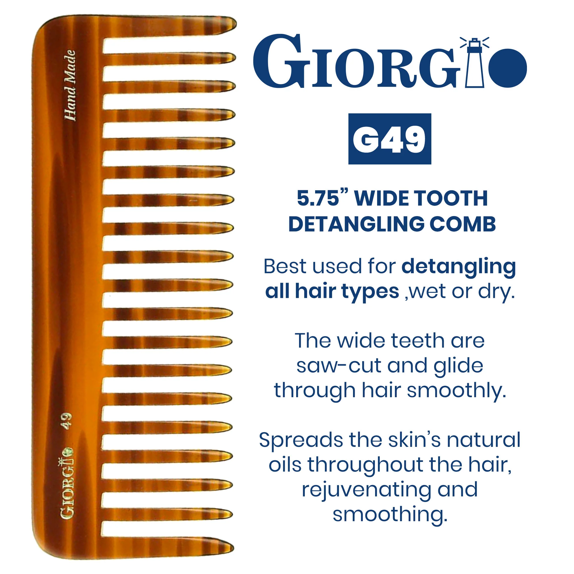 5.75" Deep Wide Tooth Detangling Comb - Image 5