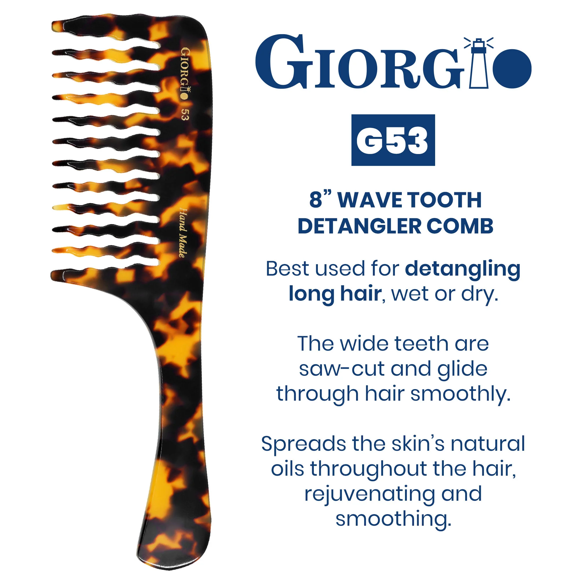 8" Handmade Wide Tooth Detangling Comb - Image 10