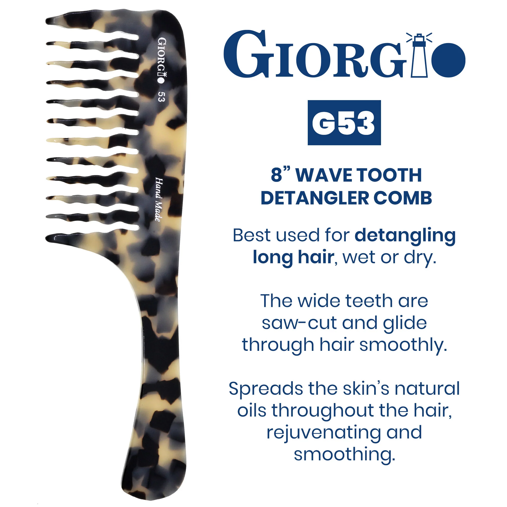 8" Handmade Wide Tooth Detangling Comb - Image 15