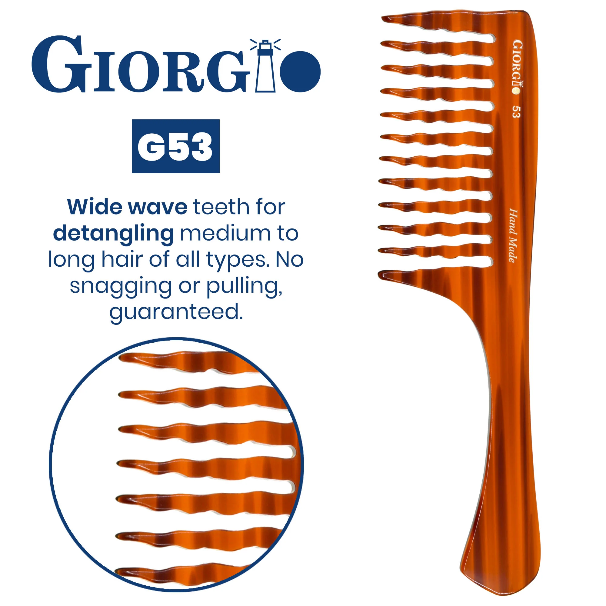 8" Handmade Wide Tooth Detangling Comb - Image 2