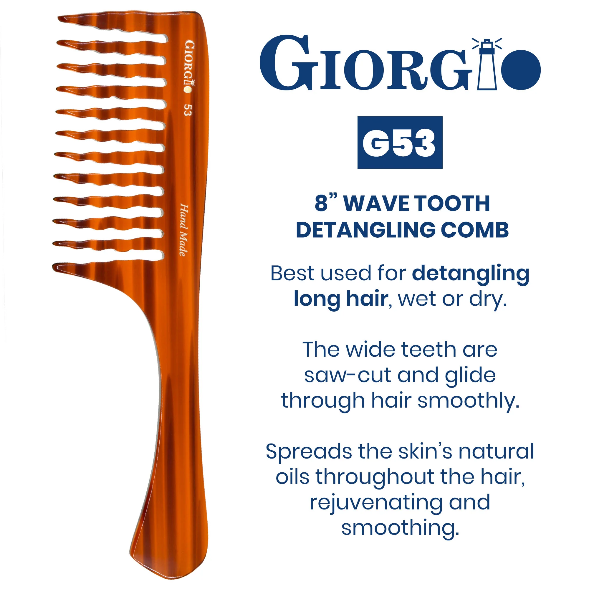 8" Handmade Wide Tooth Detangling Comb - Image 5