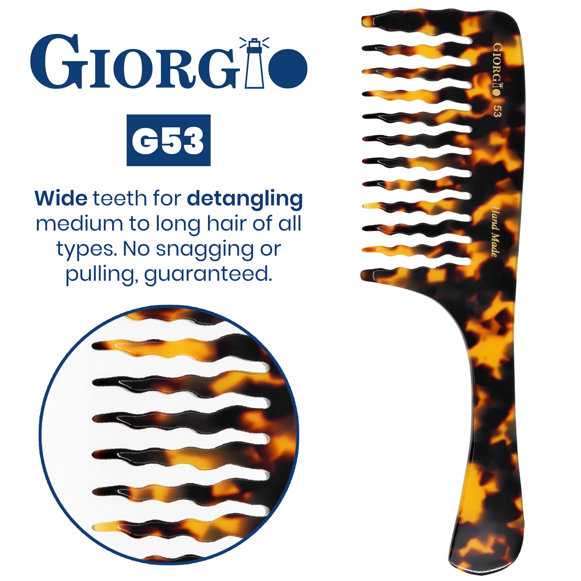 8" Handmade Wide Tooth Detangling Comb - Image 7