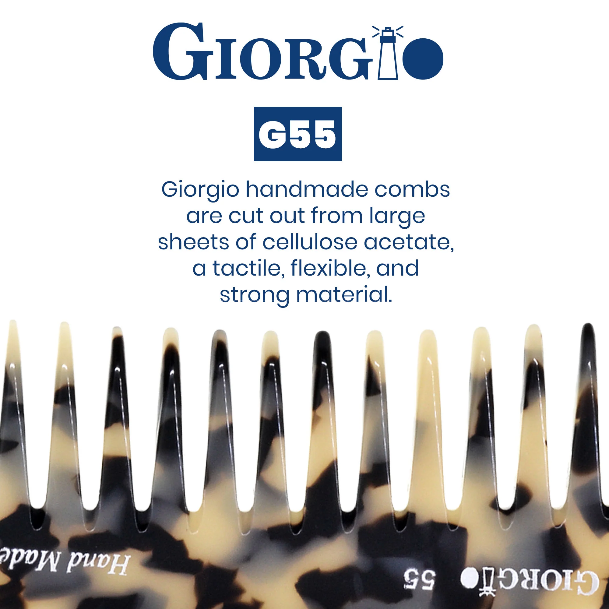 Giorgio G55 8" Wide Tooth Detangling Comb with Handle - Image 12