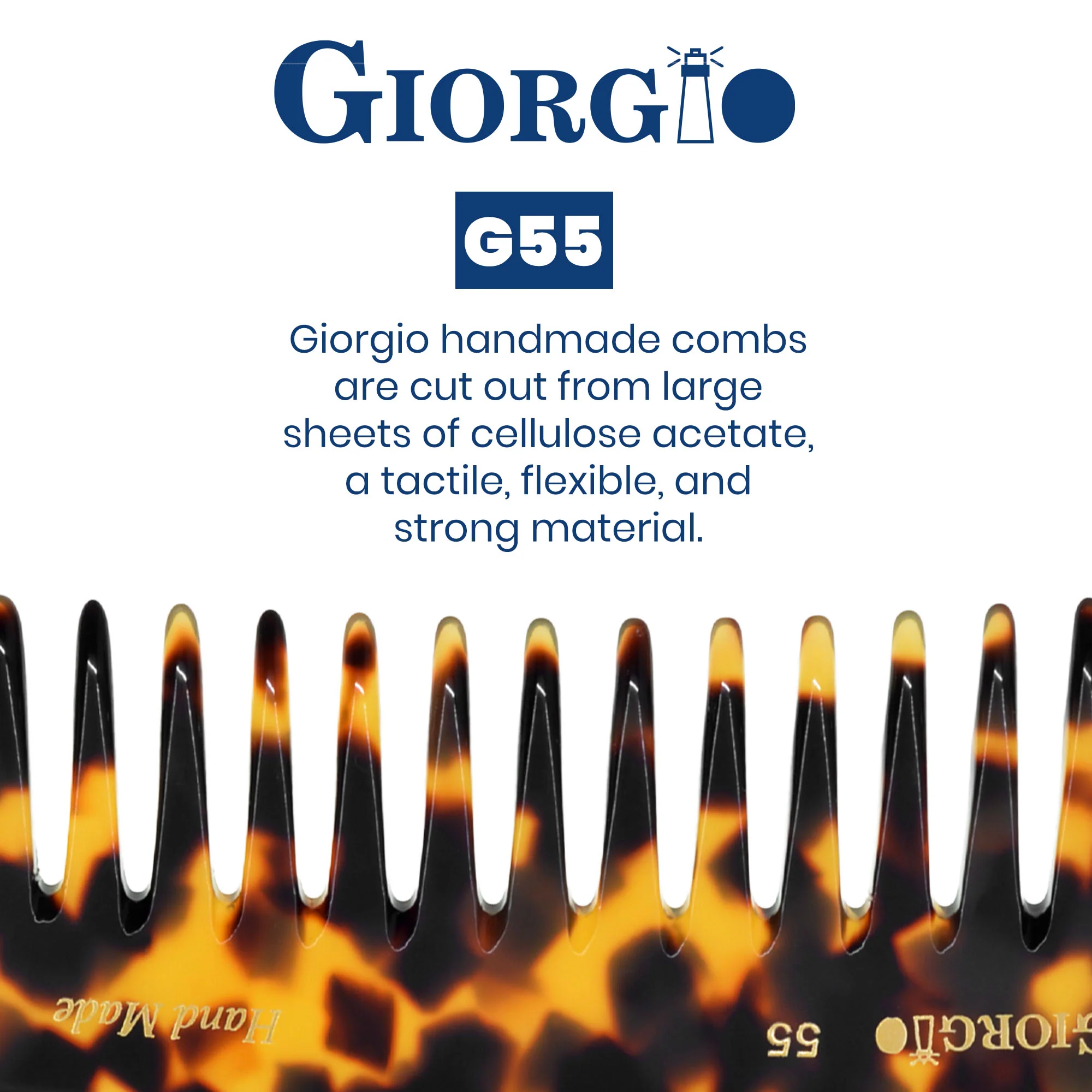 Giorgio G55 8" Wide Tooth Detangling Comb with Handle - Image 7