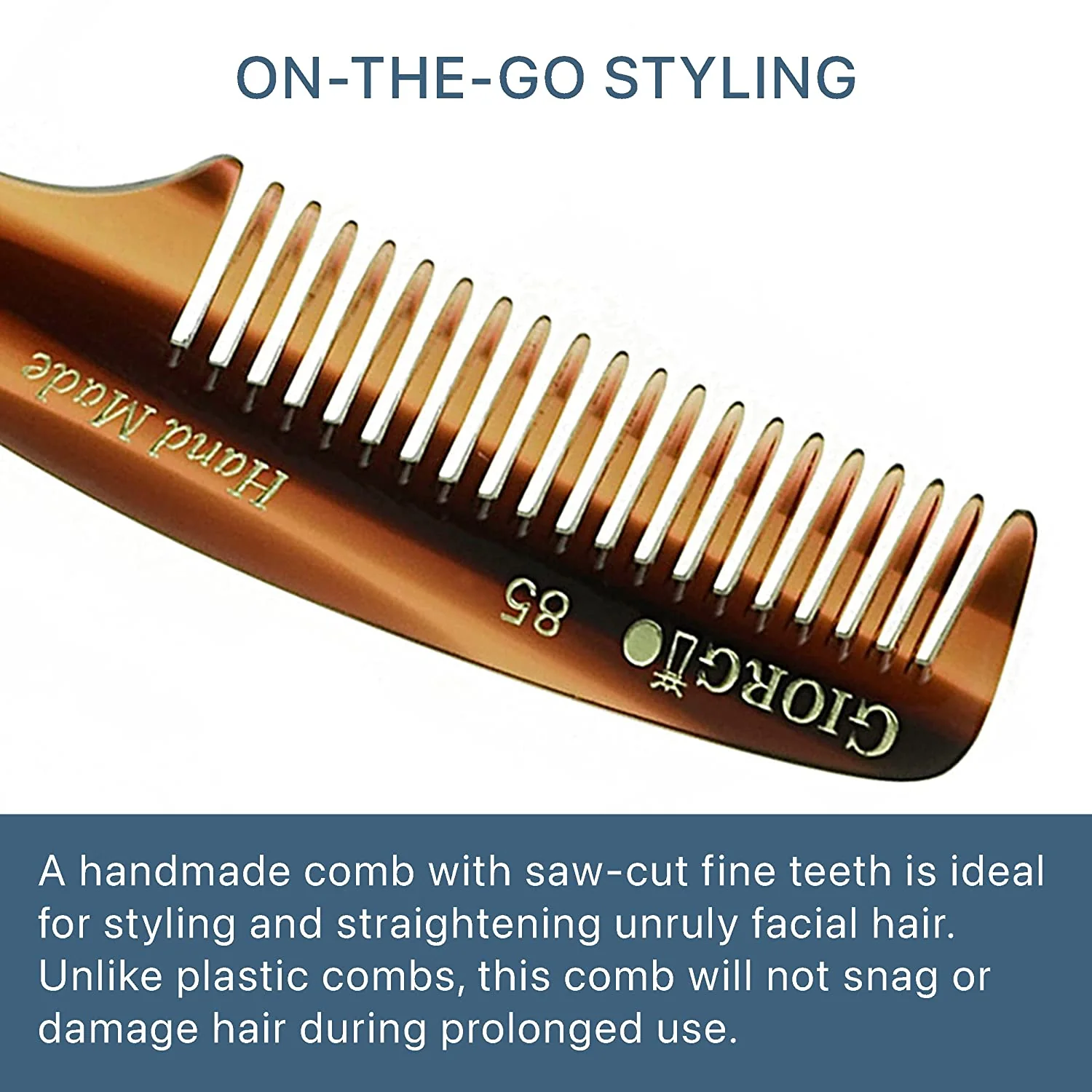 4.75" Handmade Fine Tooth Beard and Mustache Pocket Comb - Image 3