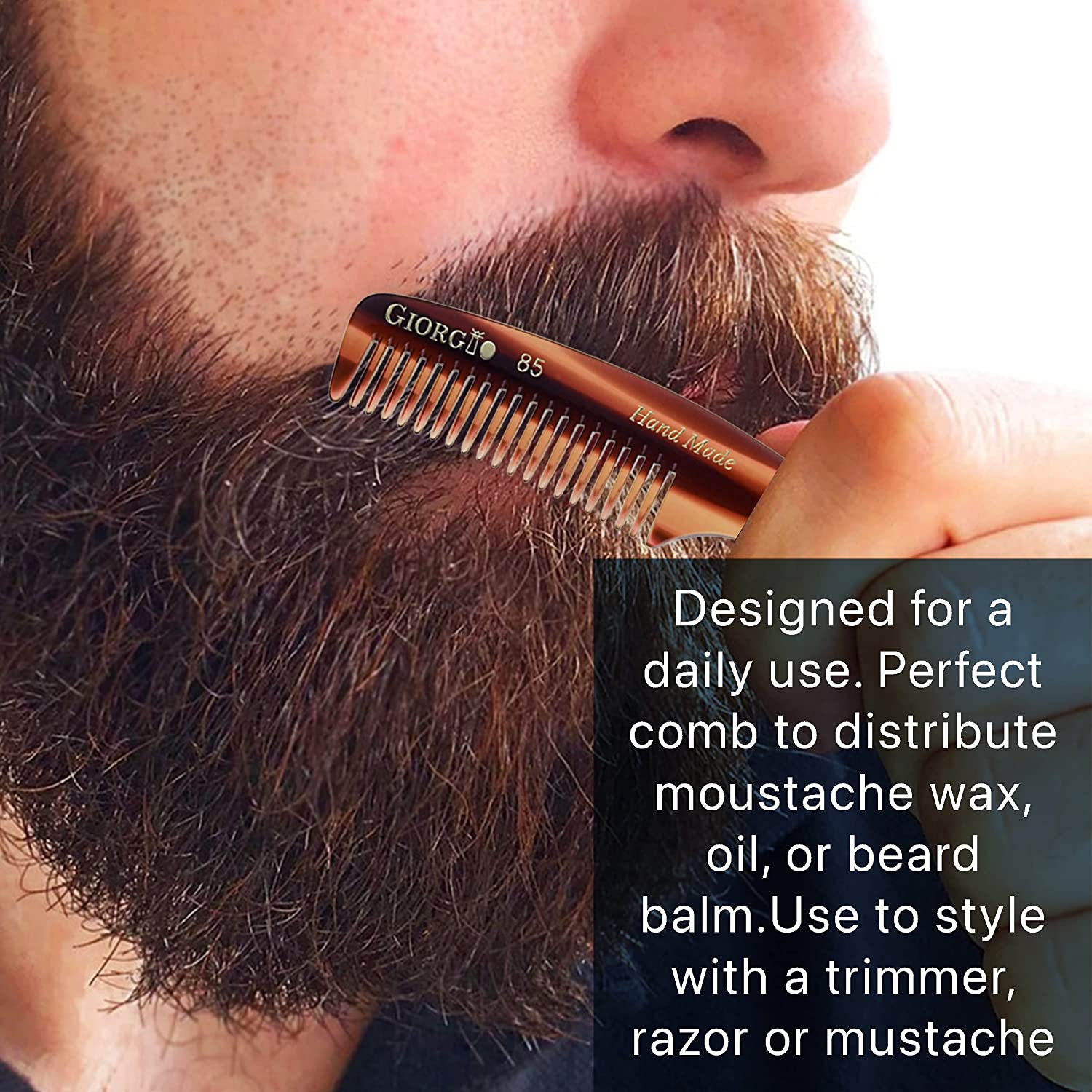 4.75" Handmade Fine Tooth Beard and Mustache Pocket Comb - Image 4