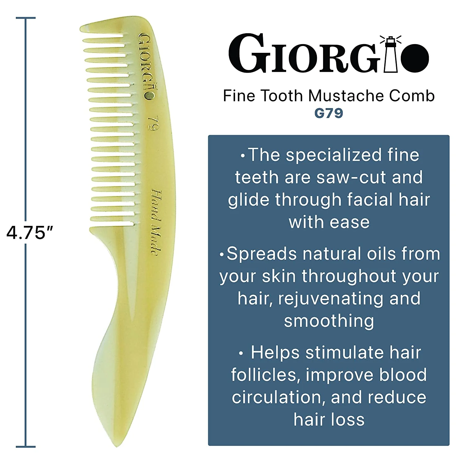 4.75" Handmade Fine Tooth Beard and Mustache Pocket Comb - Image 7