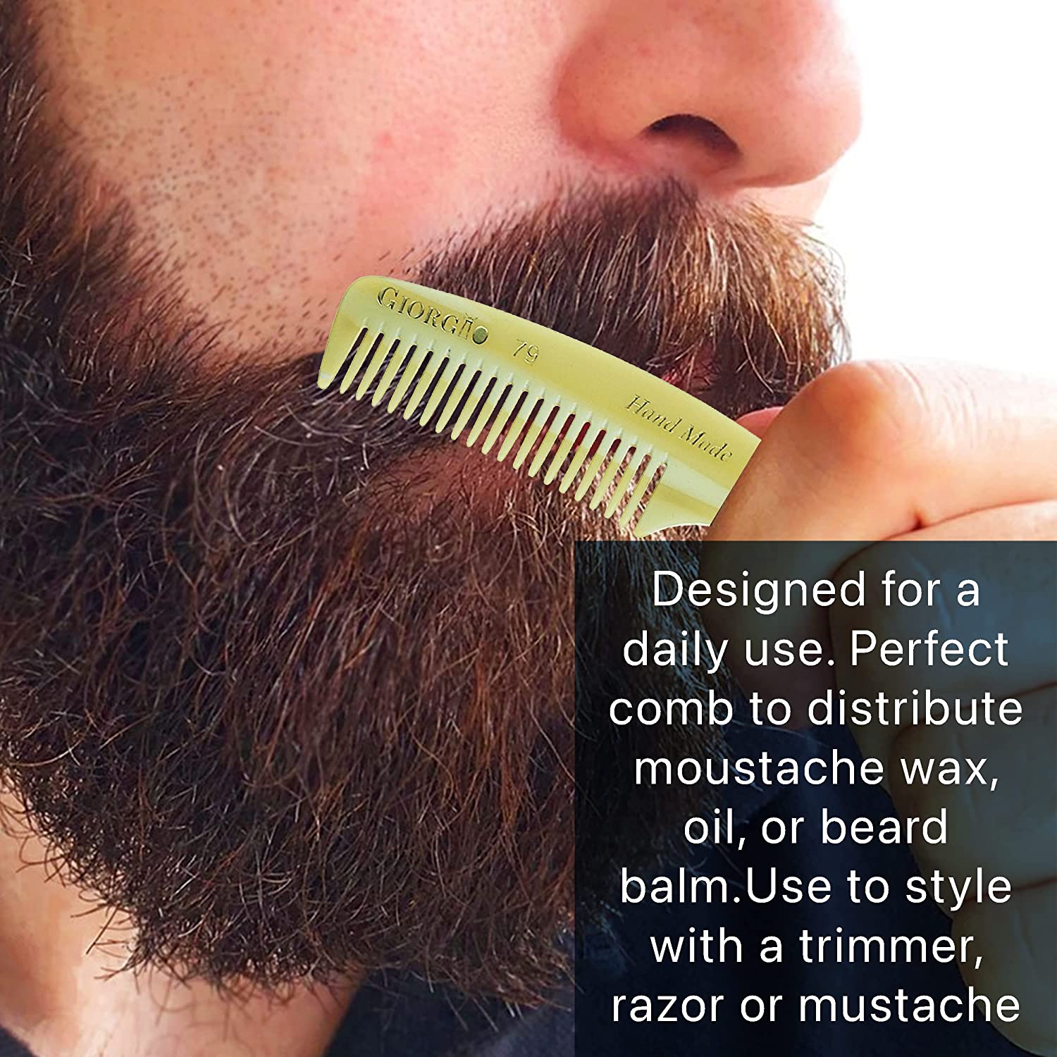4.75" Handmade Fine Tooth Beard and Mustache Pocket Comb - Image 9