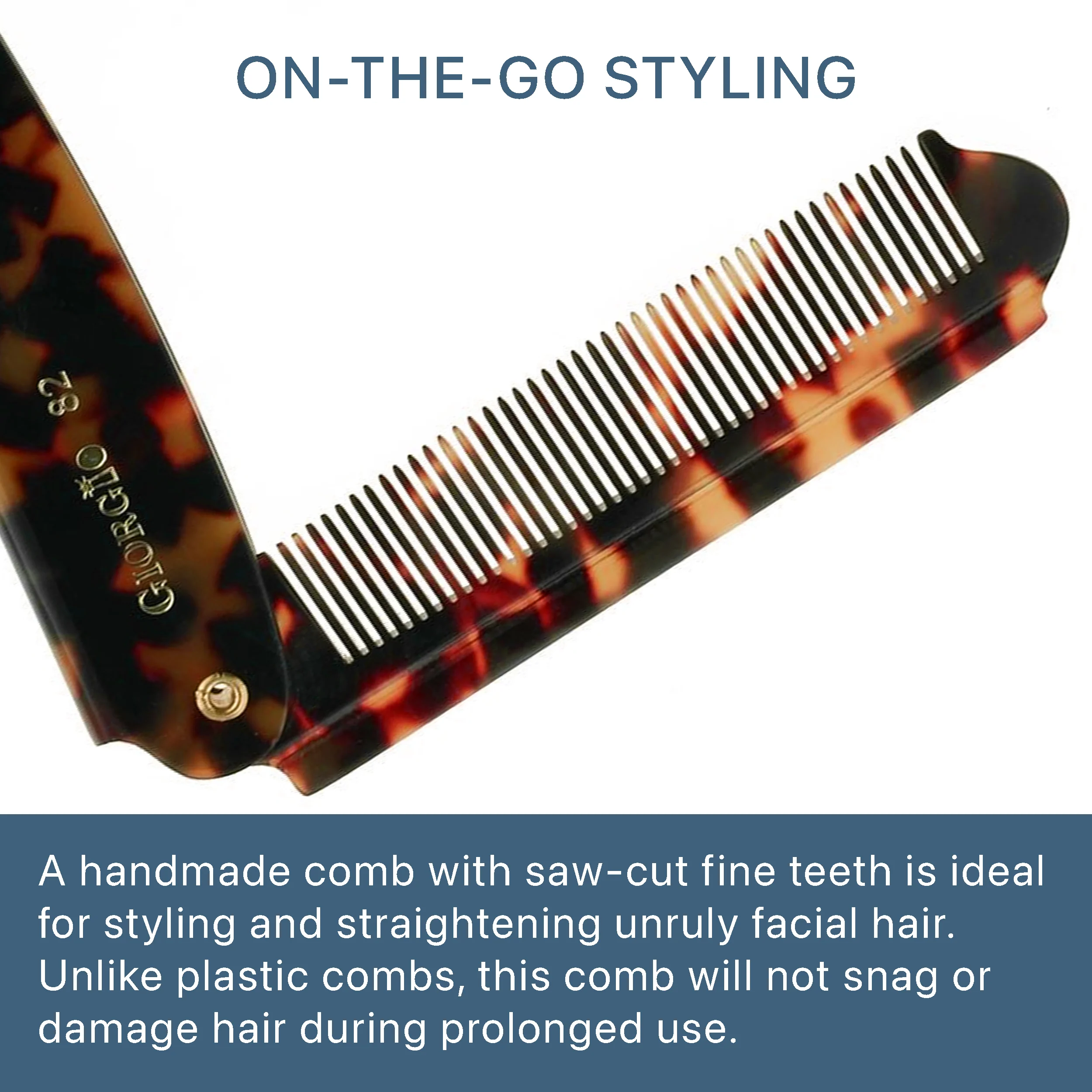 7.85" Handmade Fine Tooth Folding Pocket Comb - Image 3