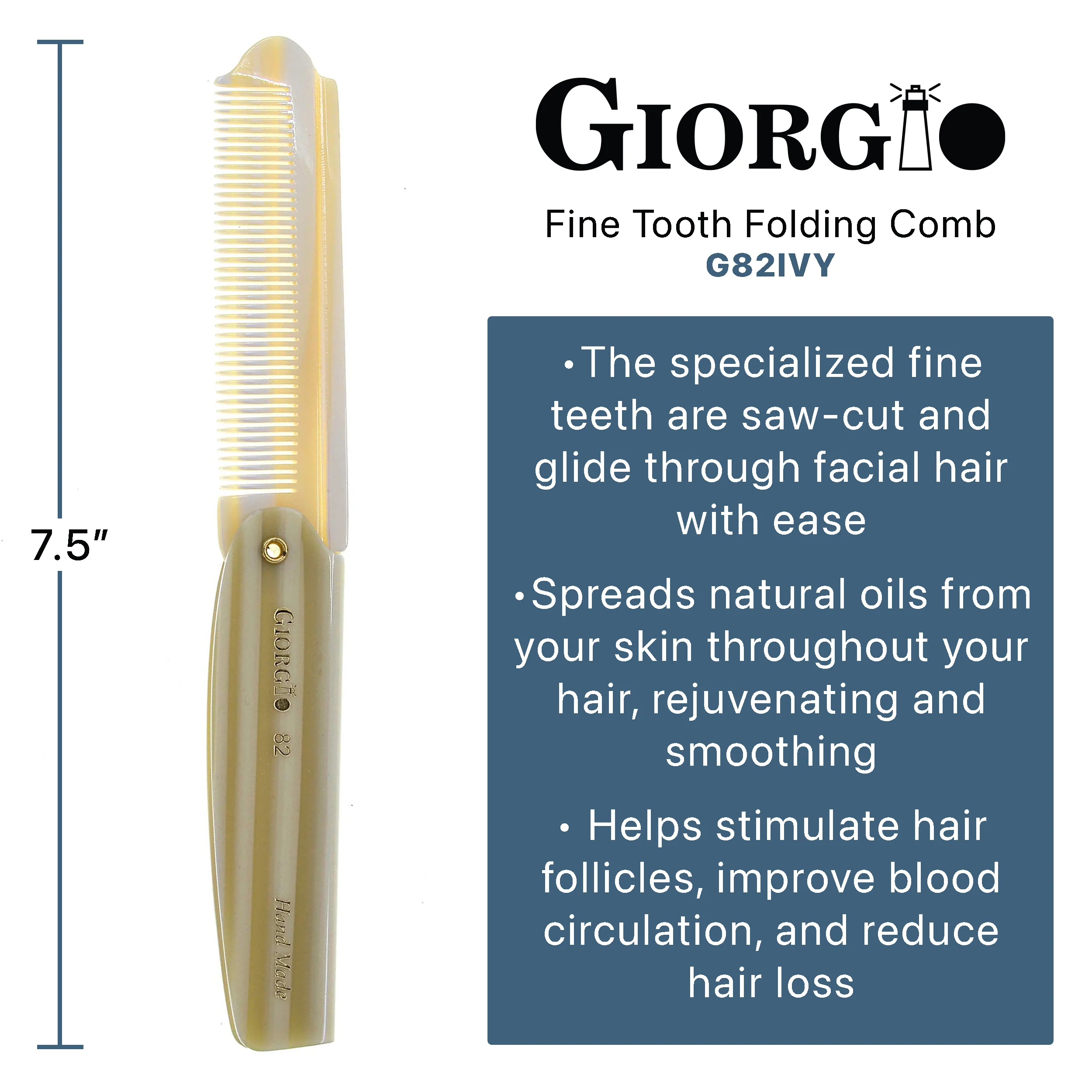 7.85" Handmade Fine Tooth Folding Pocket Comb - Image 7