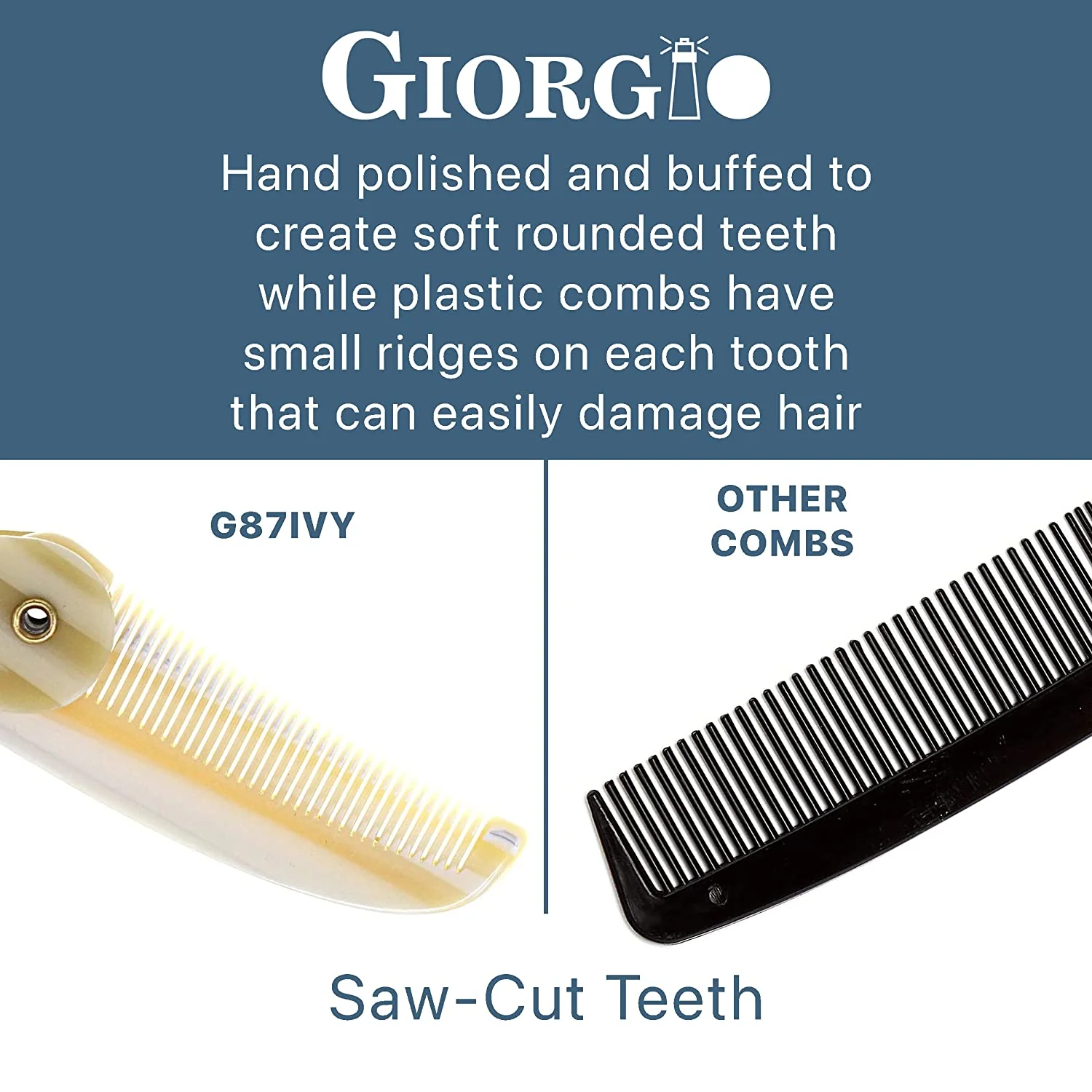 4.5" Handmade Fine Tooth Contoured Folding Pocket Comb - Image 10
