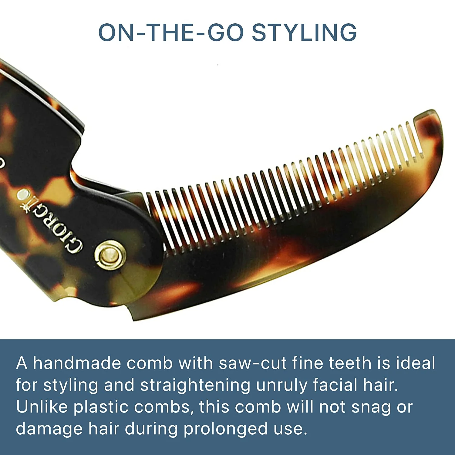 4.5" Handmade Fine Tooth Contoured Folding Pocket Comb - Image 3