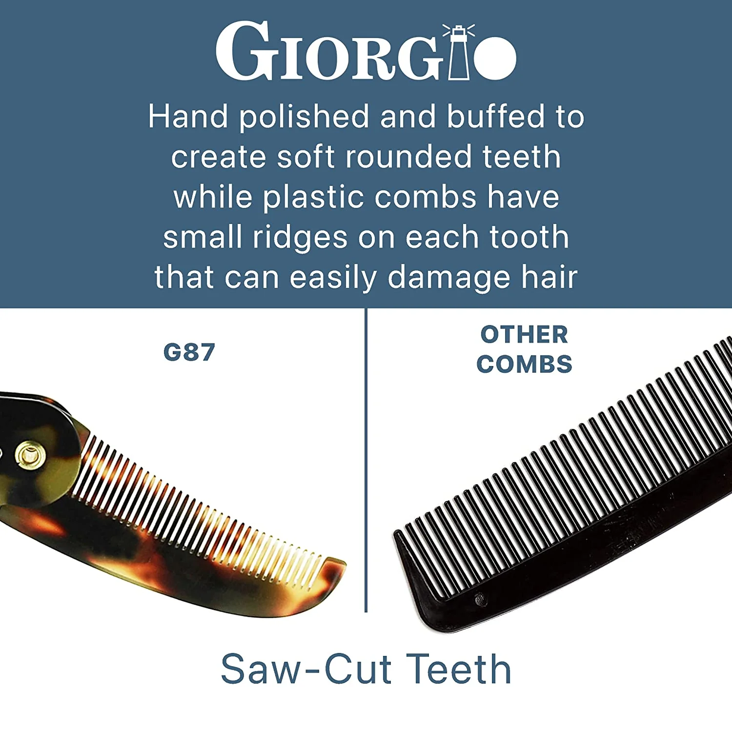 4.5" Handmade Fine Tooth Contoured Folding Pocket Comb - Image 5