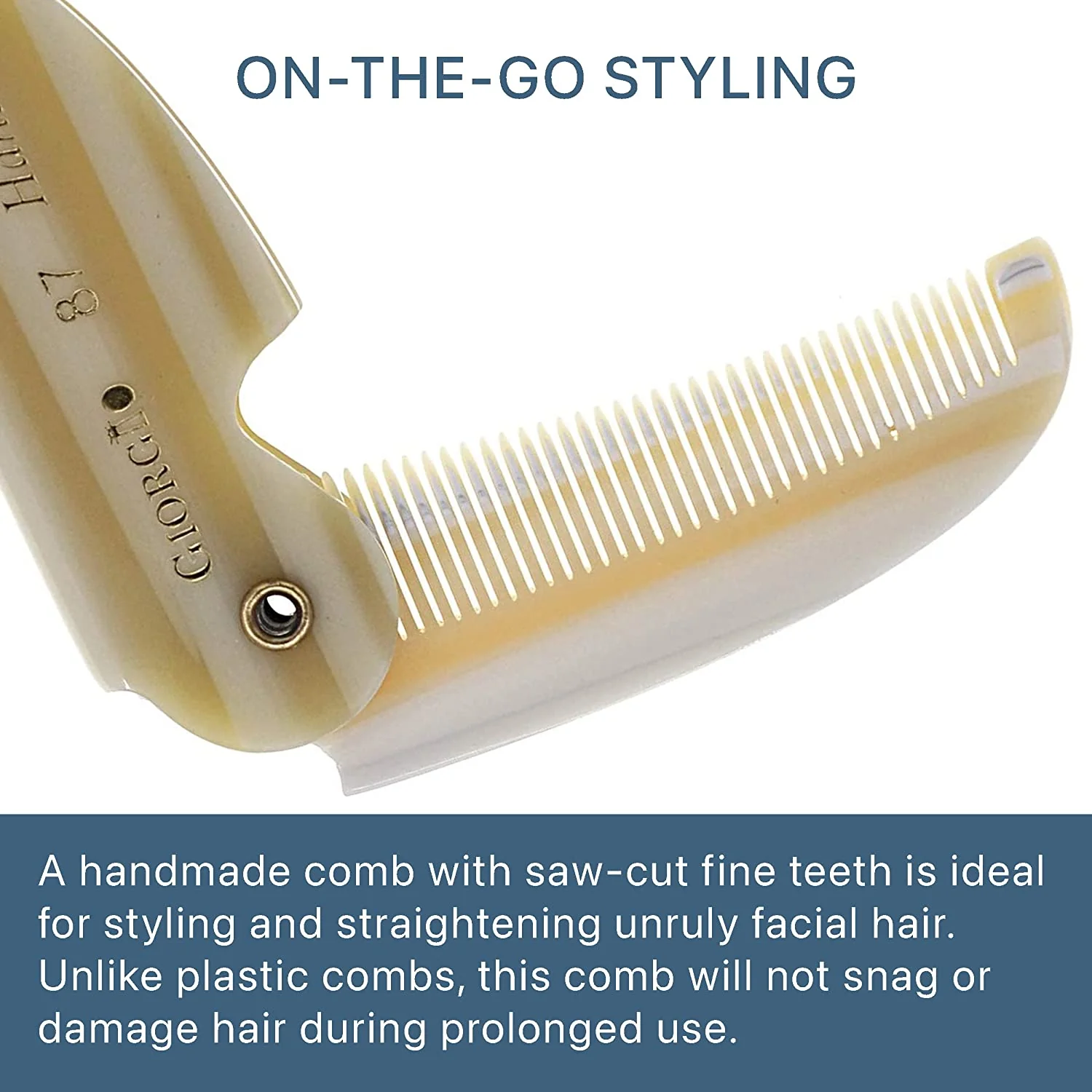 4.5" Handmade Fine Tooth Contoured Folding Pocket Comb - Image 8