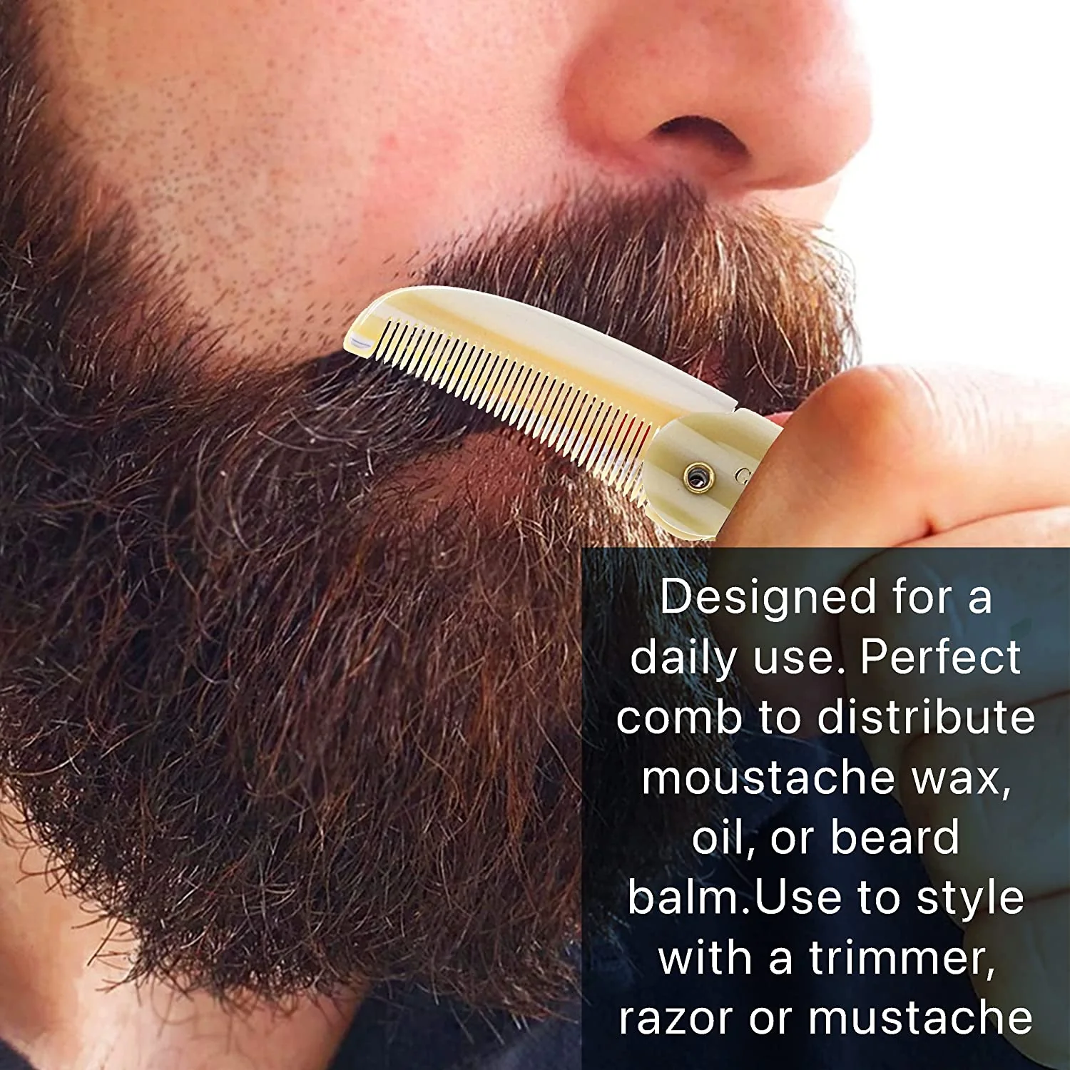 4.5" Handmade Fine Tooth Contoured Folding Pocket Comb - Image 9