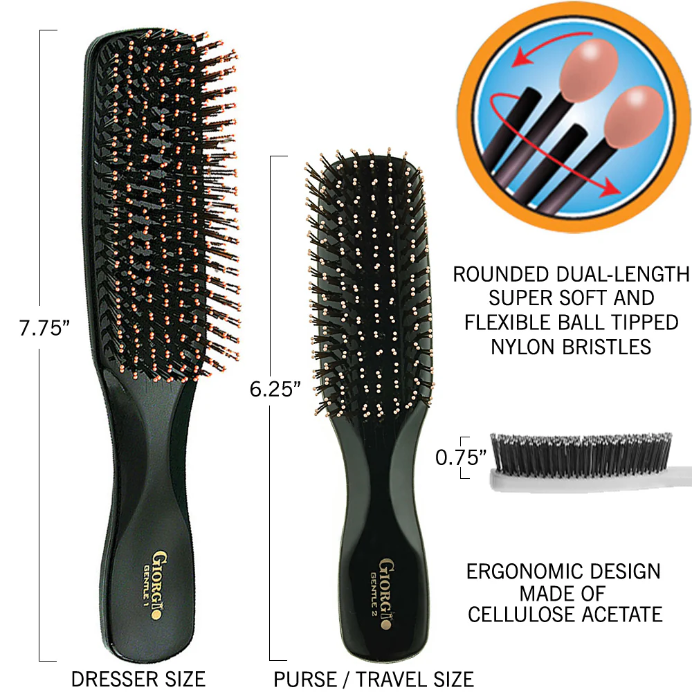 Gentle Nylon Bristle Scalp Sensitive Hair Brush Set - Image 2