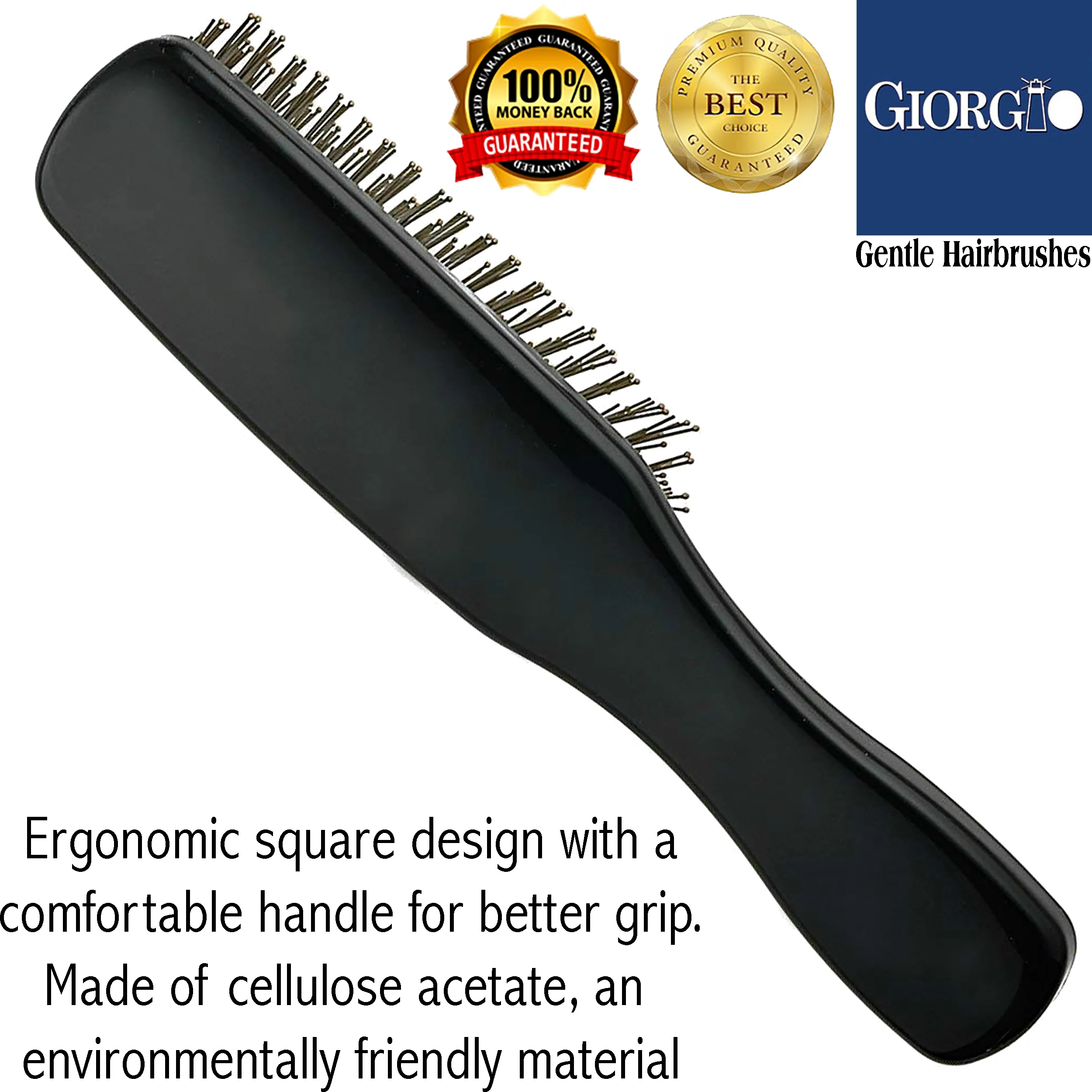 Gentle 7.75" Nylon Bristle Scalp Sensitive Hair Brush - Image 12