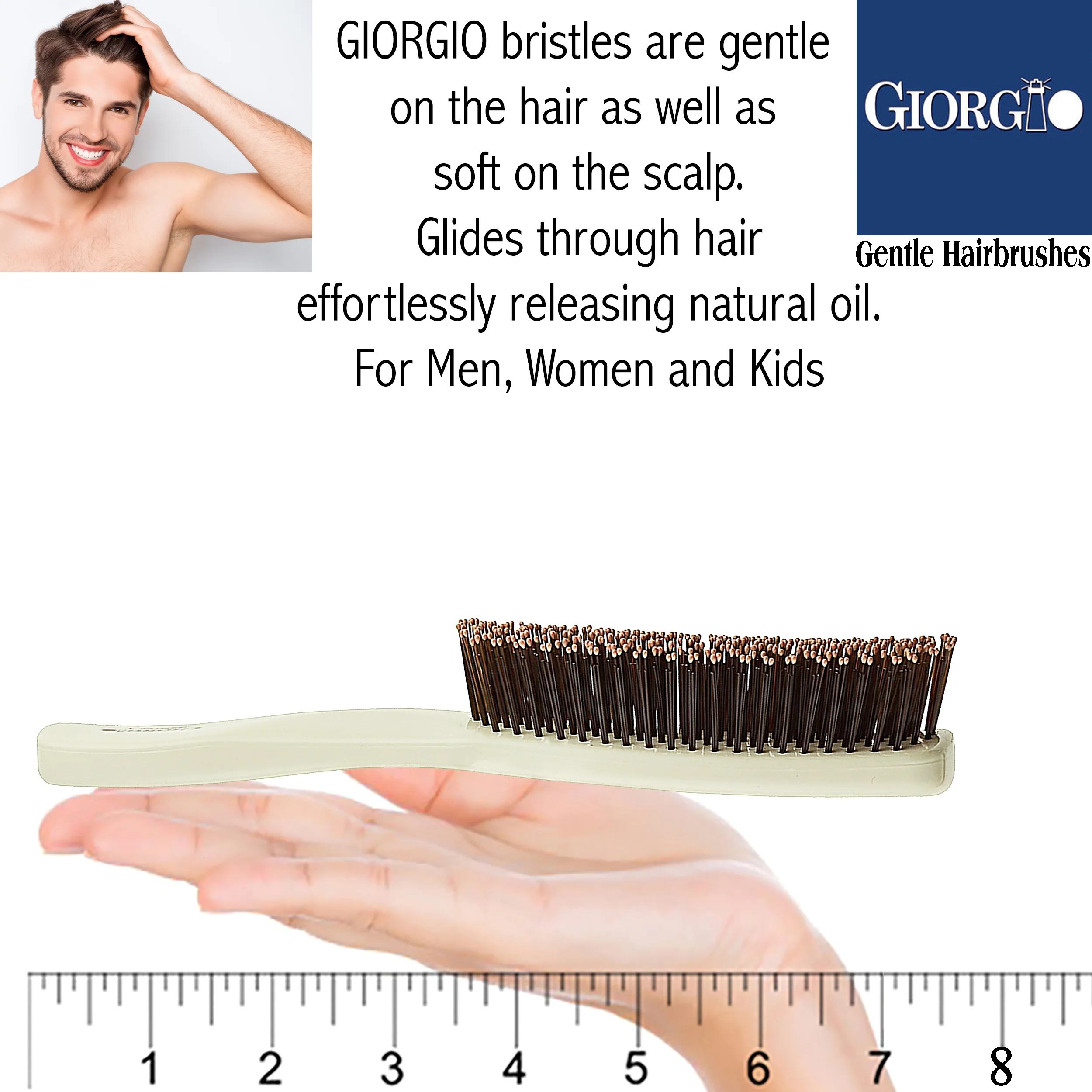 Gentle 7.75" Nylon Bristle Scalp Sensitive Hair Brush - Image 15