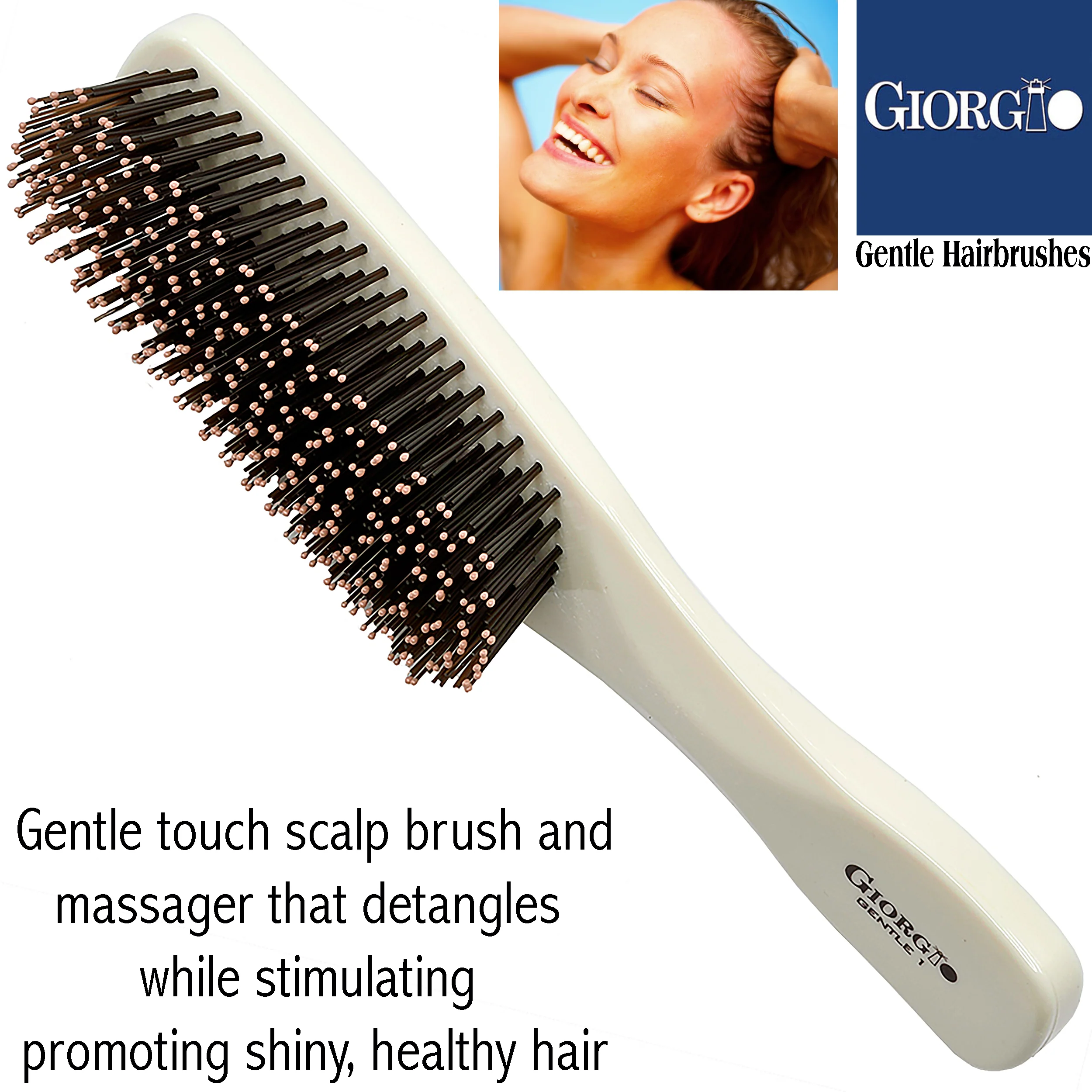 Gentle 7.75" Nylon Bristle Scalp Sensitive Hair Brush - Image 16