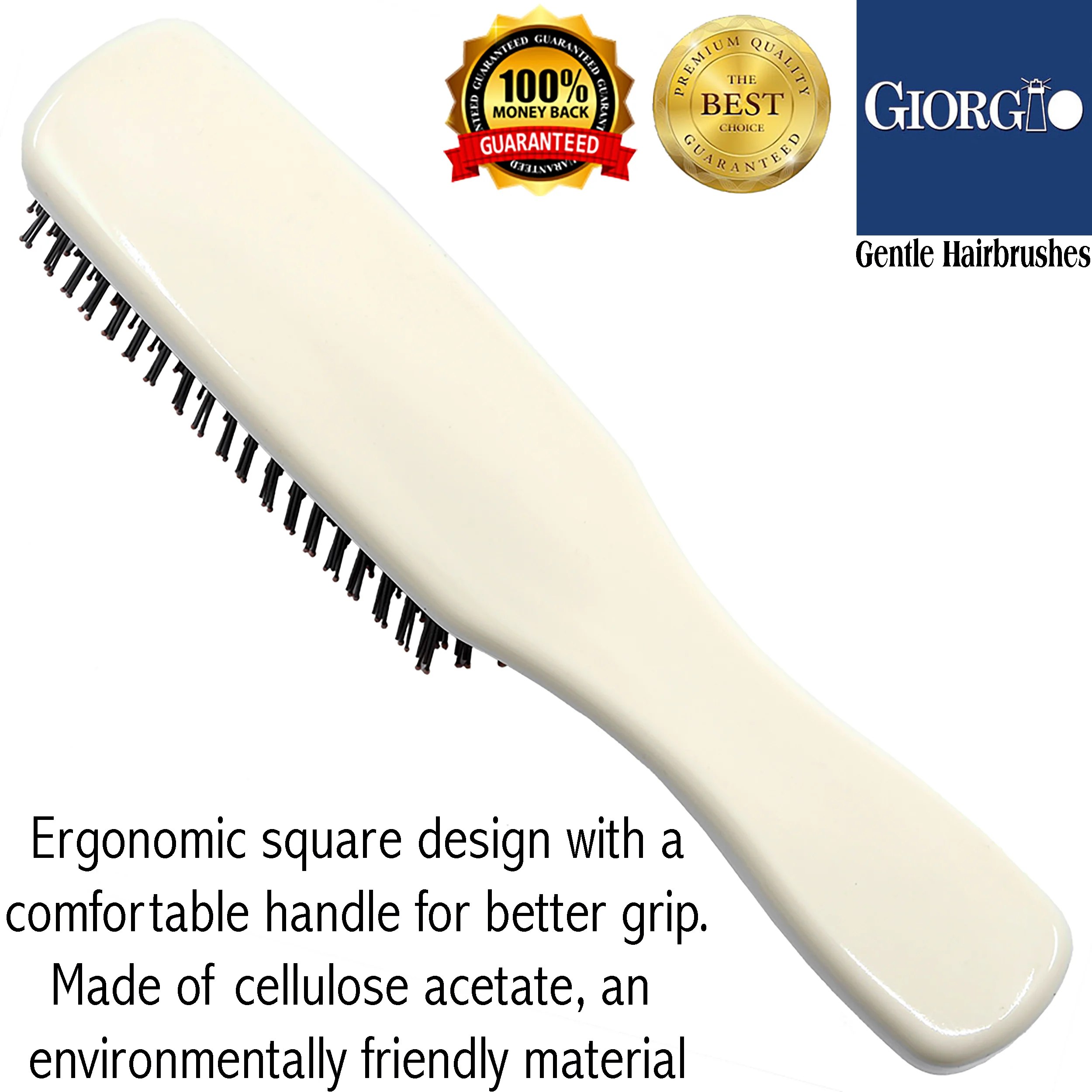 Gentle 7.75" Nylon Bristle Scalp Sensitive Hair Brush - Image 17